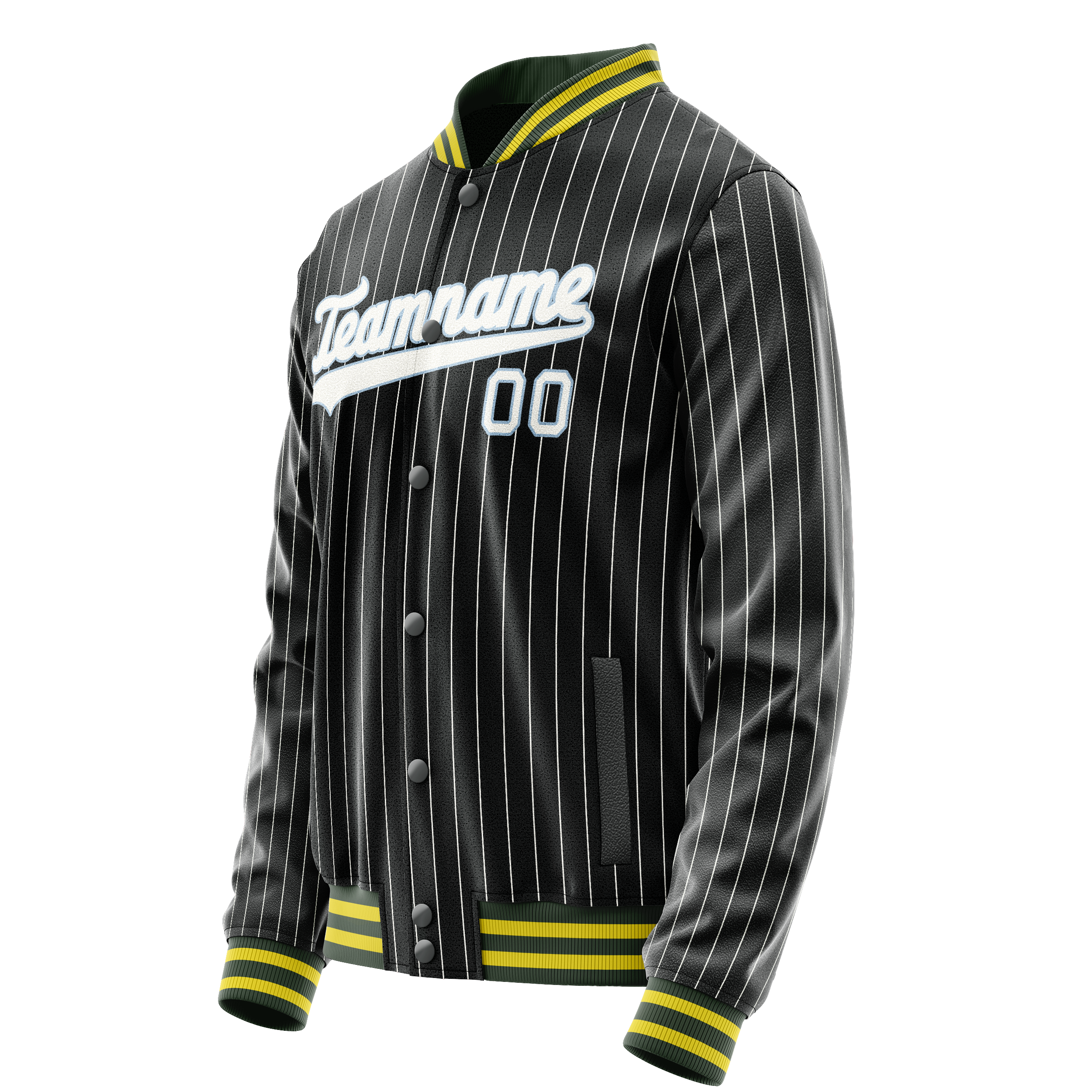 Custom Black White Gray Pinstripe Varsity Letterman Jacket JA02240617HF045