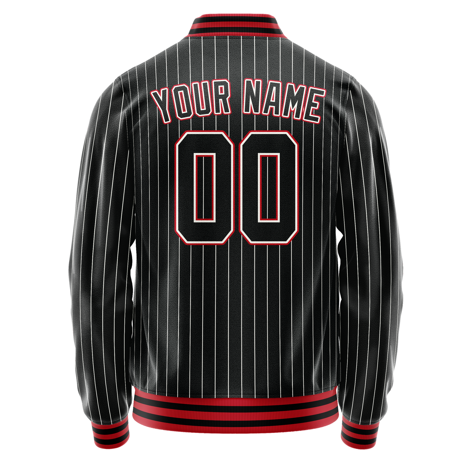 Custom Black Orange White Pinstripe Varsity Letterman Jacket JA02240617HF044