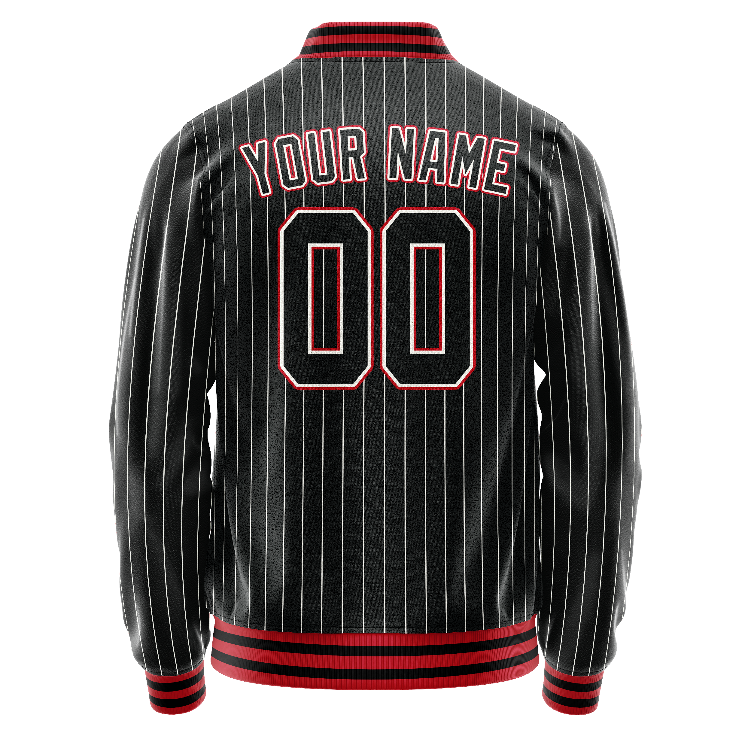 Custom Black Orange White Pinstripe Varsity Letterman Jacket JA02240617HF044