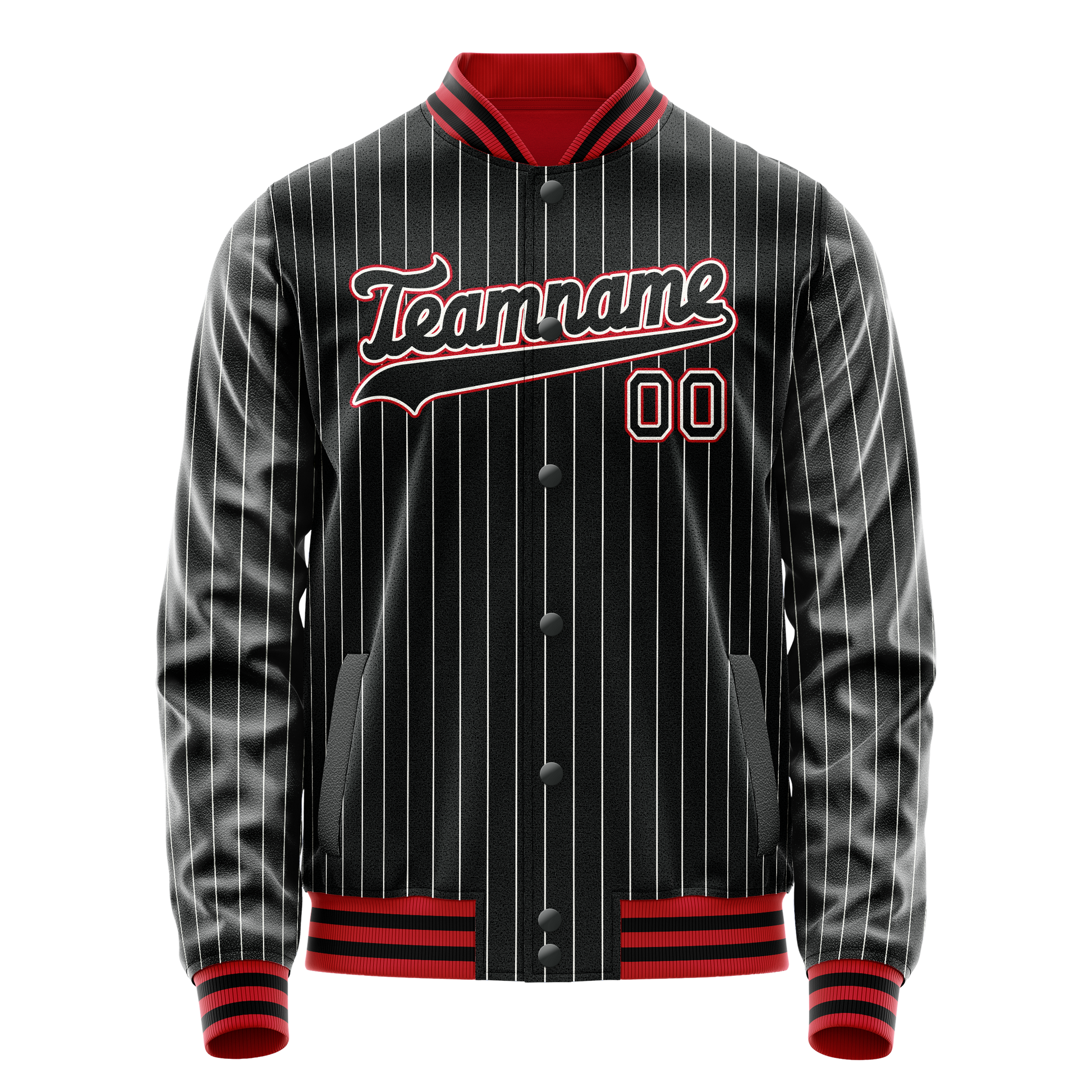 Custom Black Orange White Pinstripe Varsity Letterman Jacket JA02240617HF044