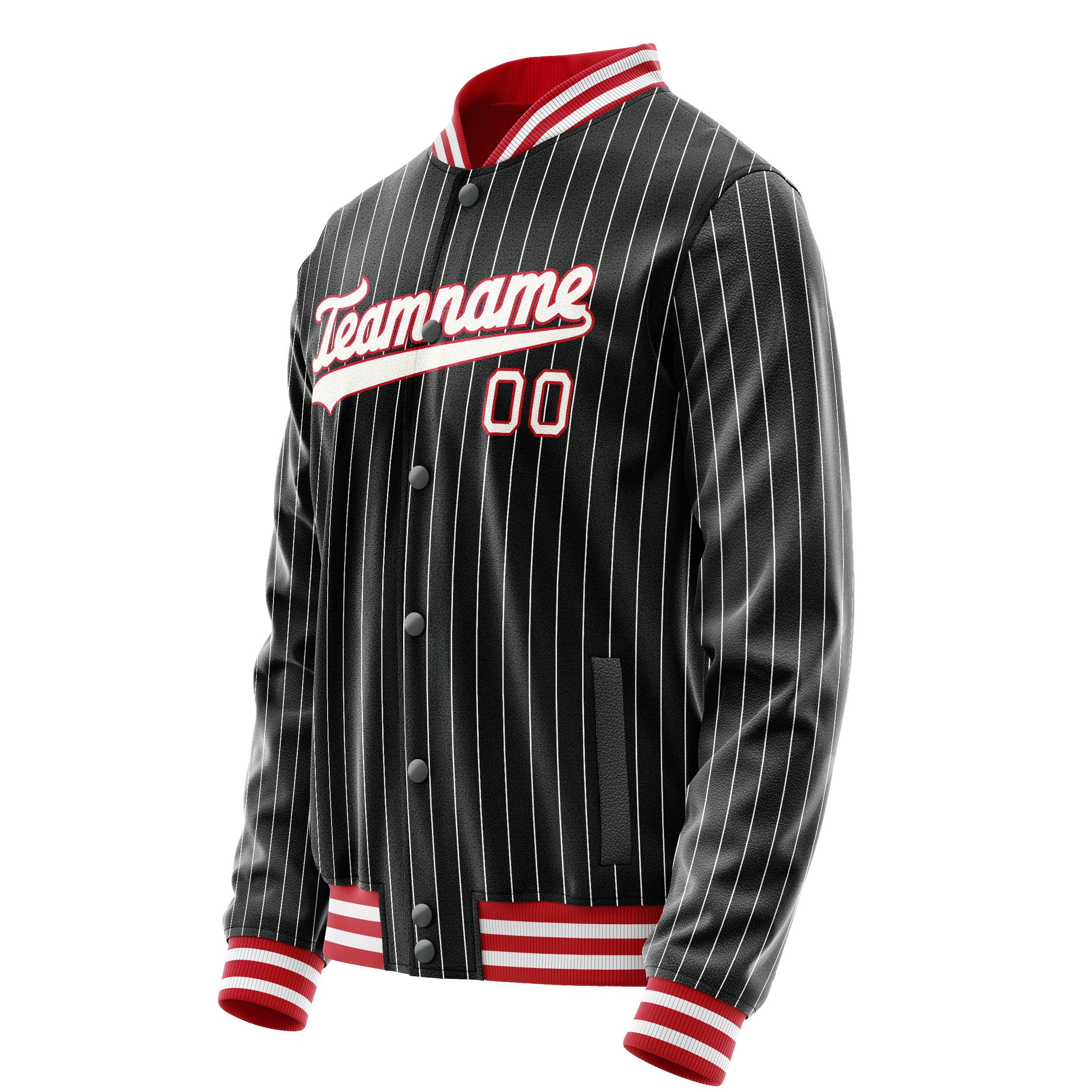 Custom Black White White Pinstripe Varsity Letterman Jacket JA02240617HF056