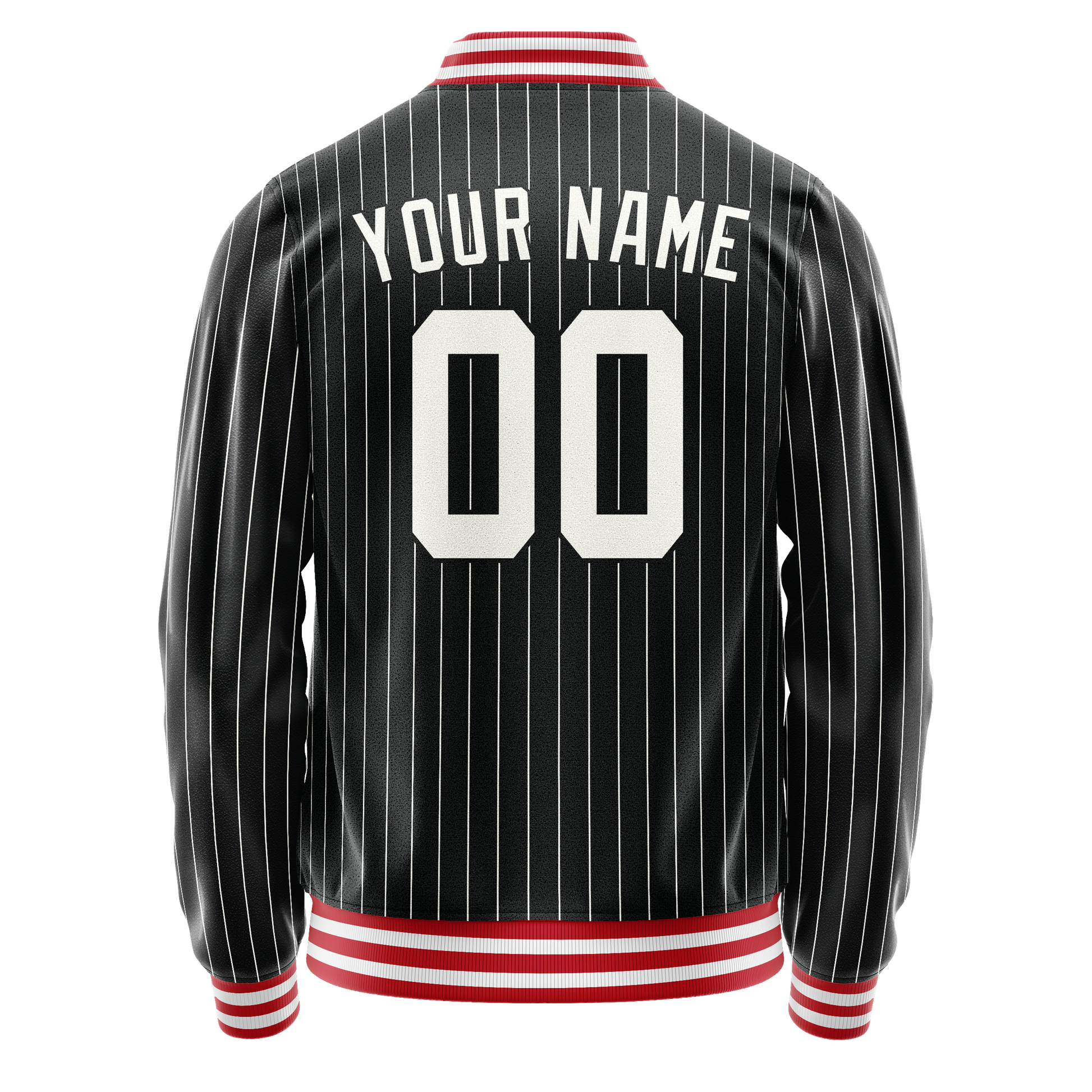 Custom Black White Gray Pinstripe Varsity Letterman Jacket JA02240617HF047