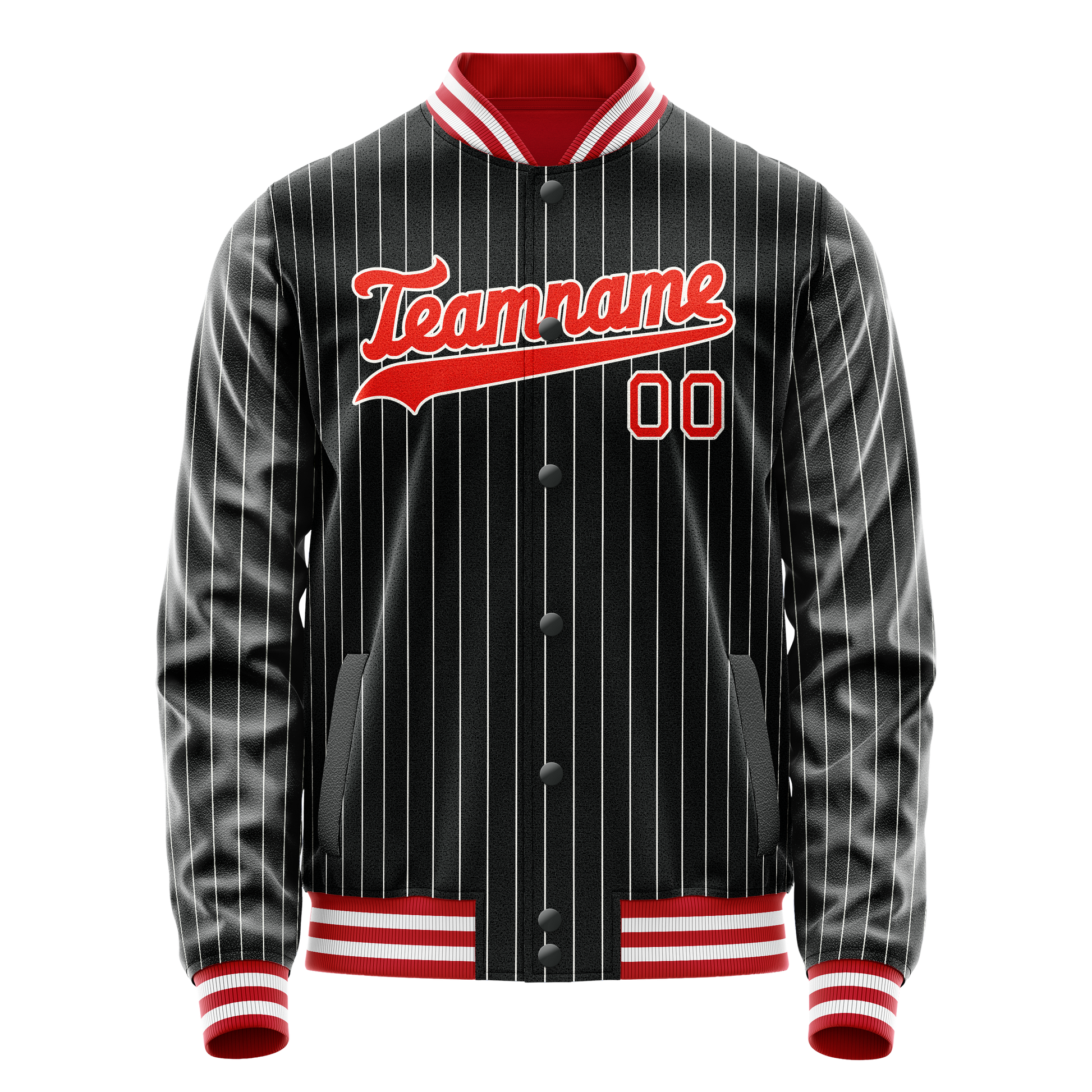 Custom Black Orange Gray Pinstripe Varsity Letterman Jacket JA02240617HF037