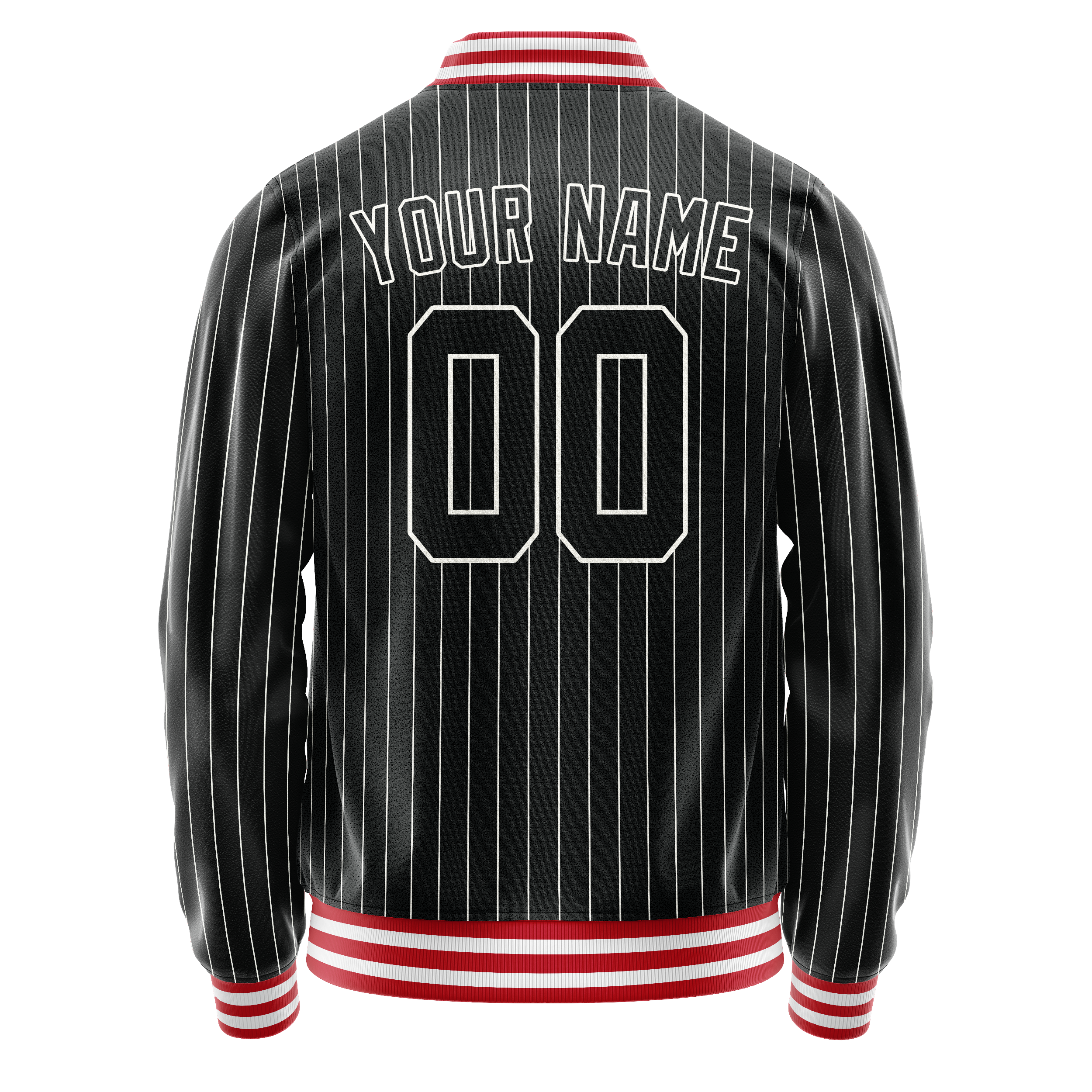Custom Black White White Pinstripe Varsity Letterman Jacket JA02240617HF043