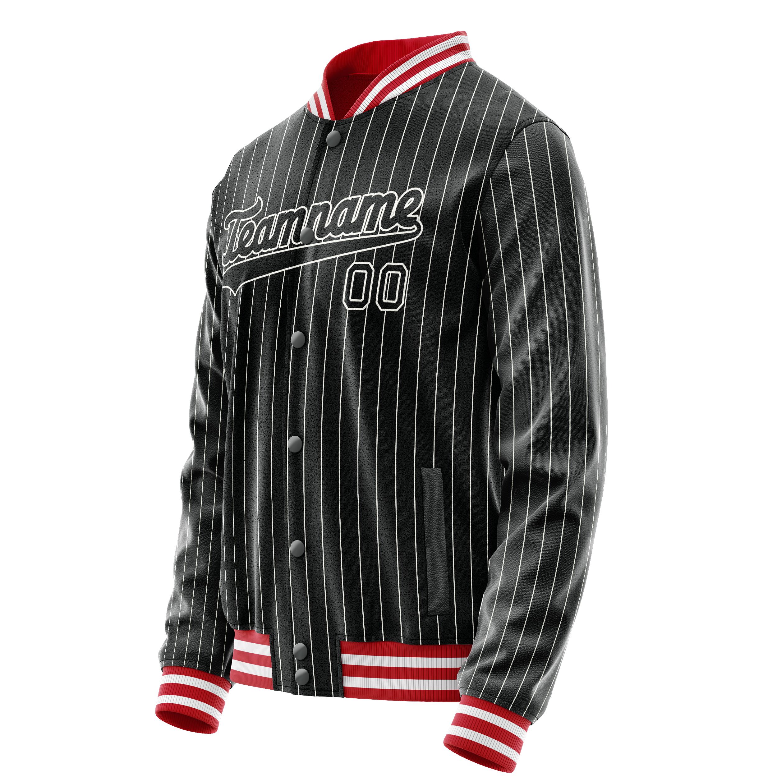 Custom Black White White Pinstripe Varsity Letterman Jacket JA02240617HF043