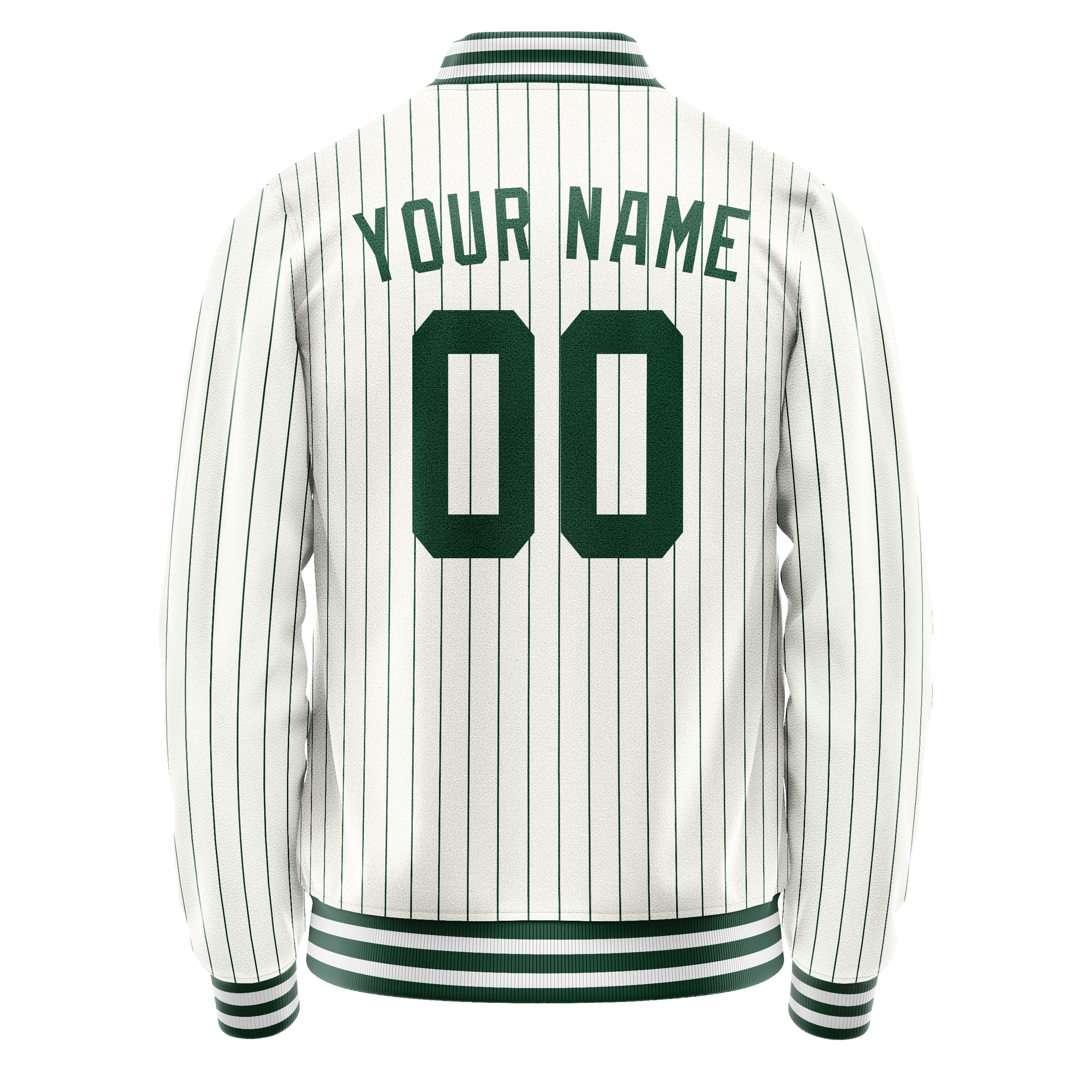 Custom White Kelly-Green Kelly Green Pinstripe Varsity Letterman Jacket JA02240617JC488