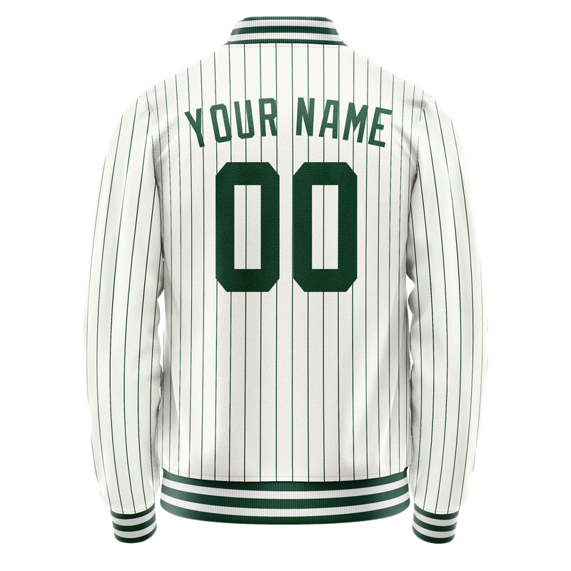 Custom White Kelly-Green Kelly Green Pinstripe Varsity Letterman Jacket JA02240617JC488