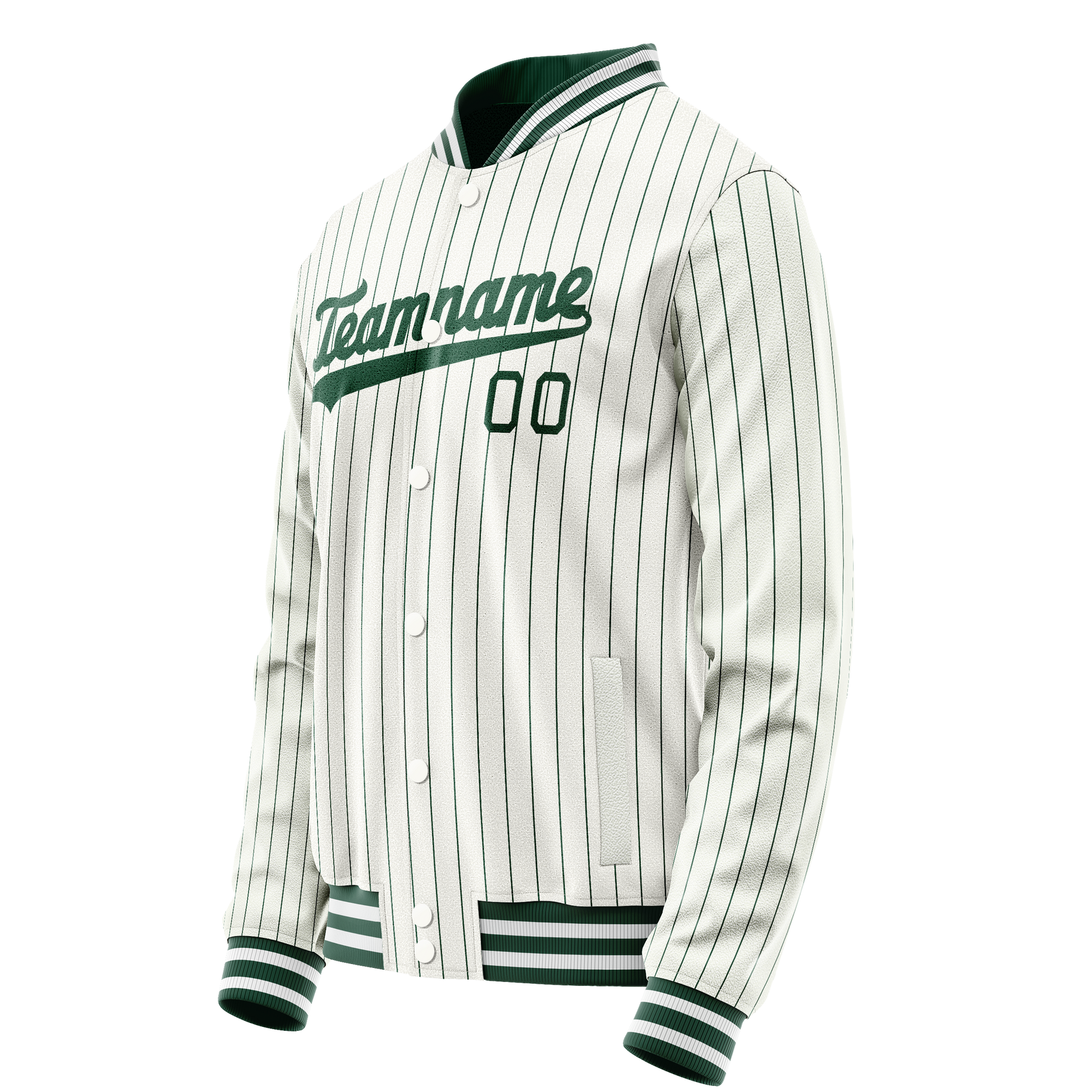 Custom White Kelly-Green Kelly Green Pinstripe Varsity Letterman Jacket JA02240617JC488