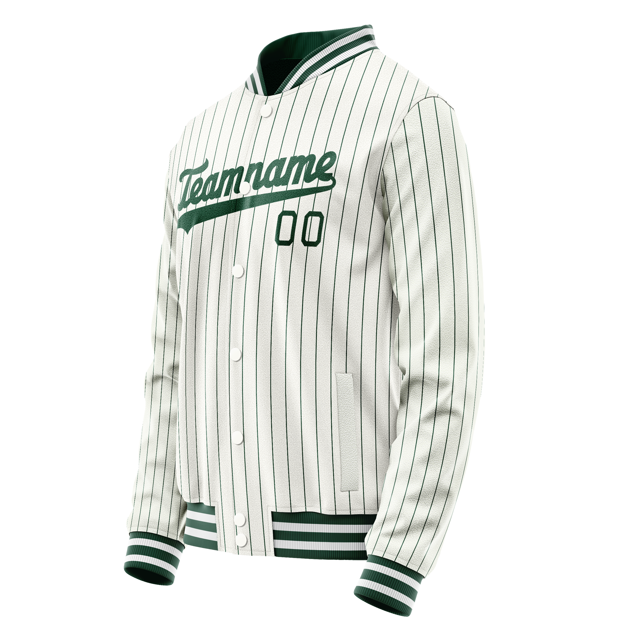 Custom White Kelly-Green Kelly Green Pinstripe Varsity Letterman Jacket JA02240617JC488