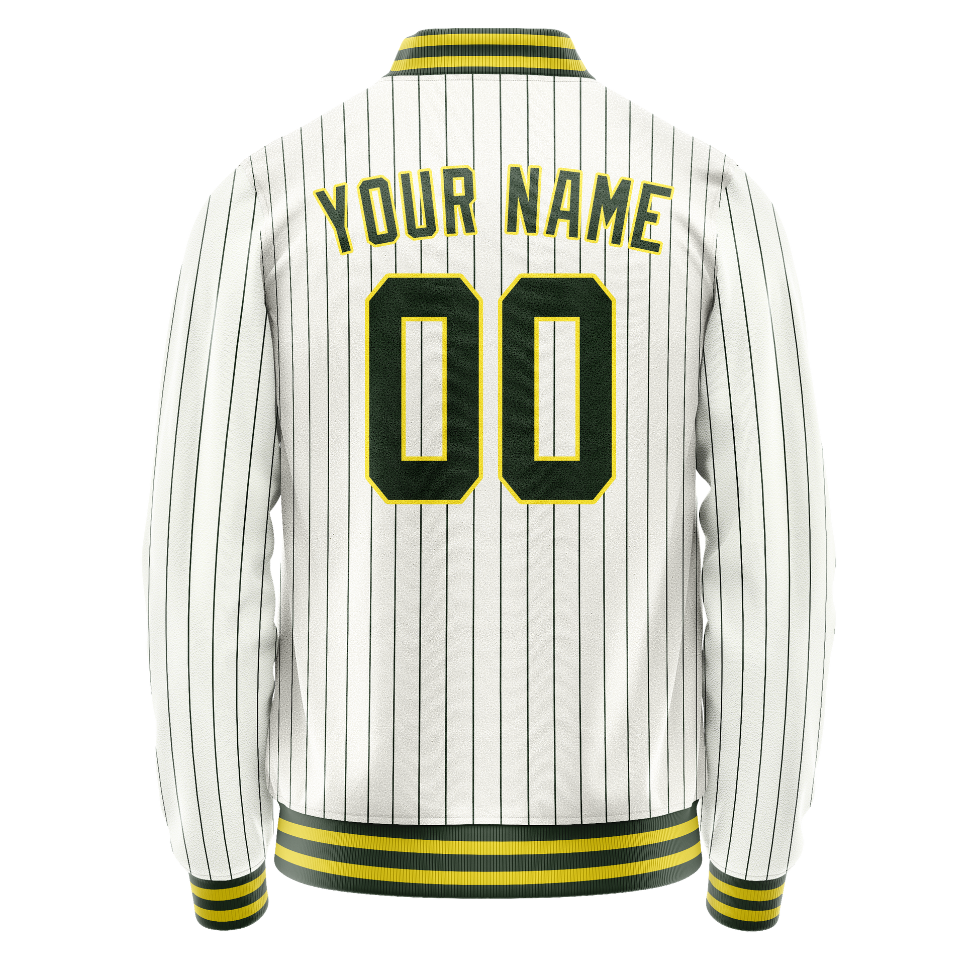 Custom White Kelly-Green Kelly Green Pinstripe Varsity Letterman Jacket JA02240617JC498