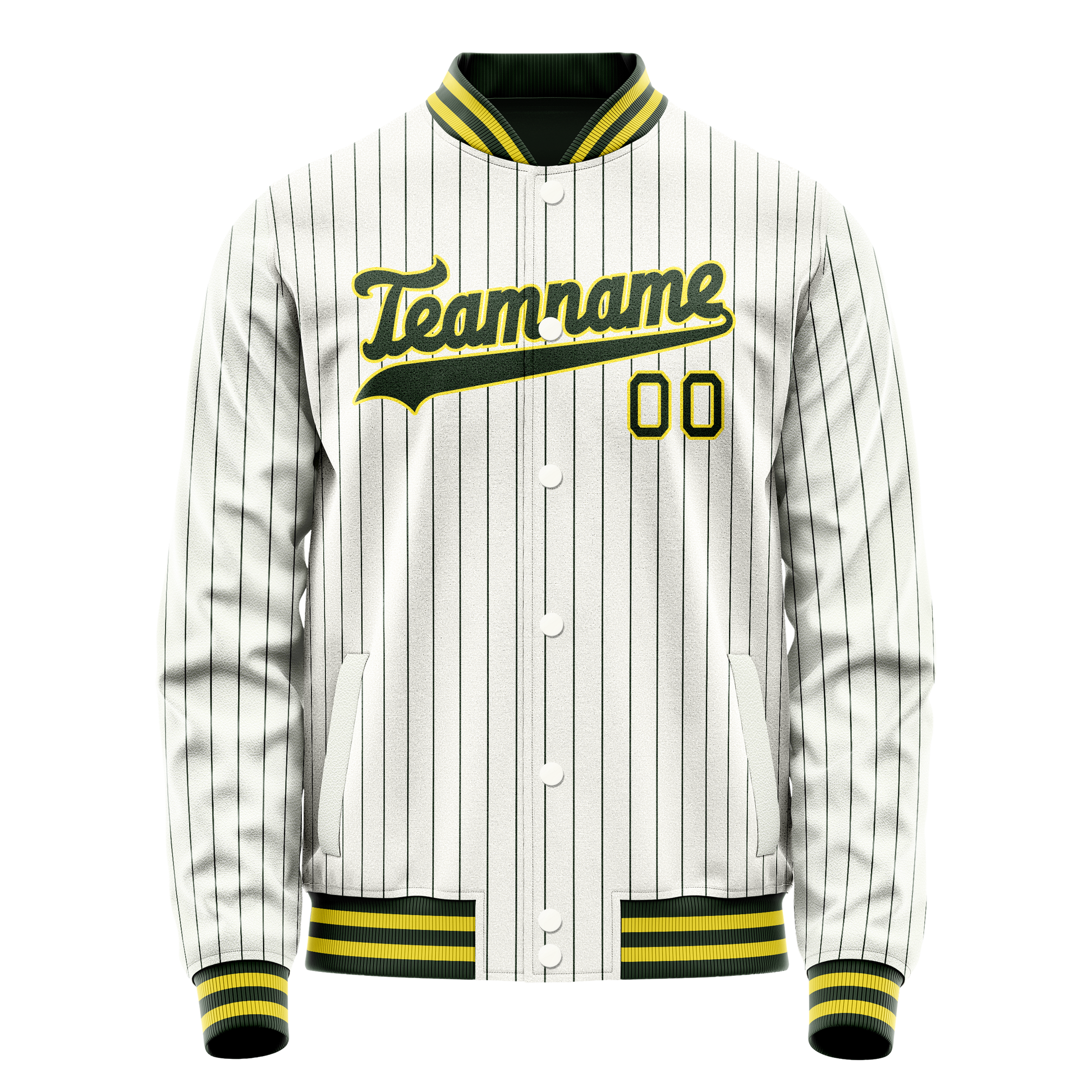 Custom White Kelly-Green Kelly Green Pinstripe Varsity Letterman Jacket JA02240617JC498