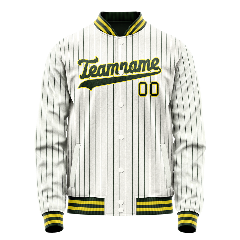 Custom White Kelly-Green Kelly Green Pinstripe Varsity Letterman Jacket JA02240617JC498