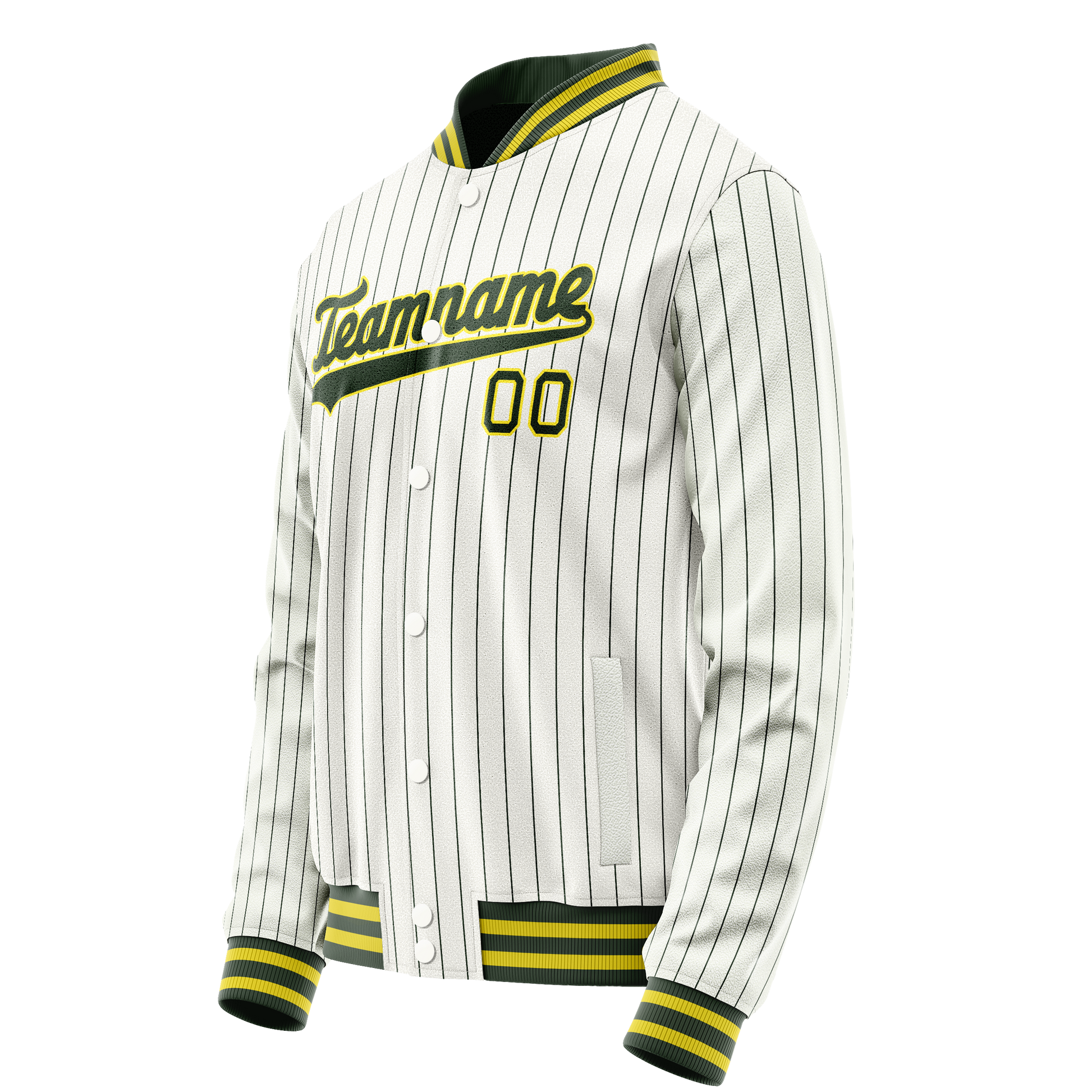 Custom White Kelly-Green Kelly Green Pinstripe Varsity Letterman Jacket JA02240617JC498