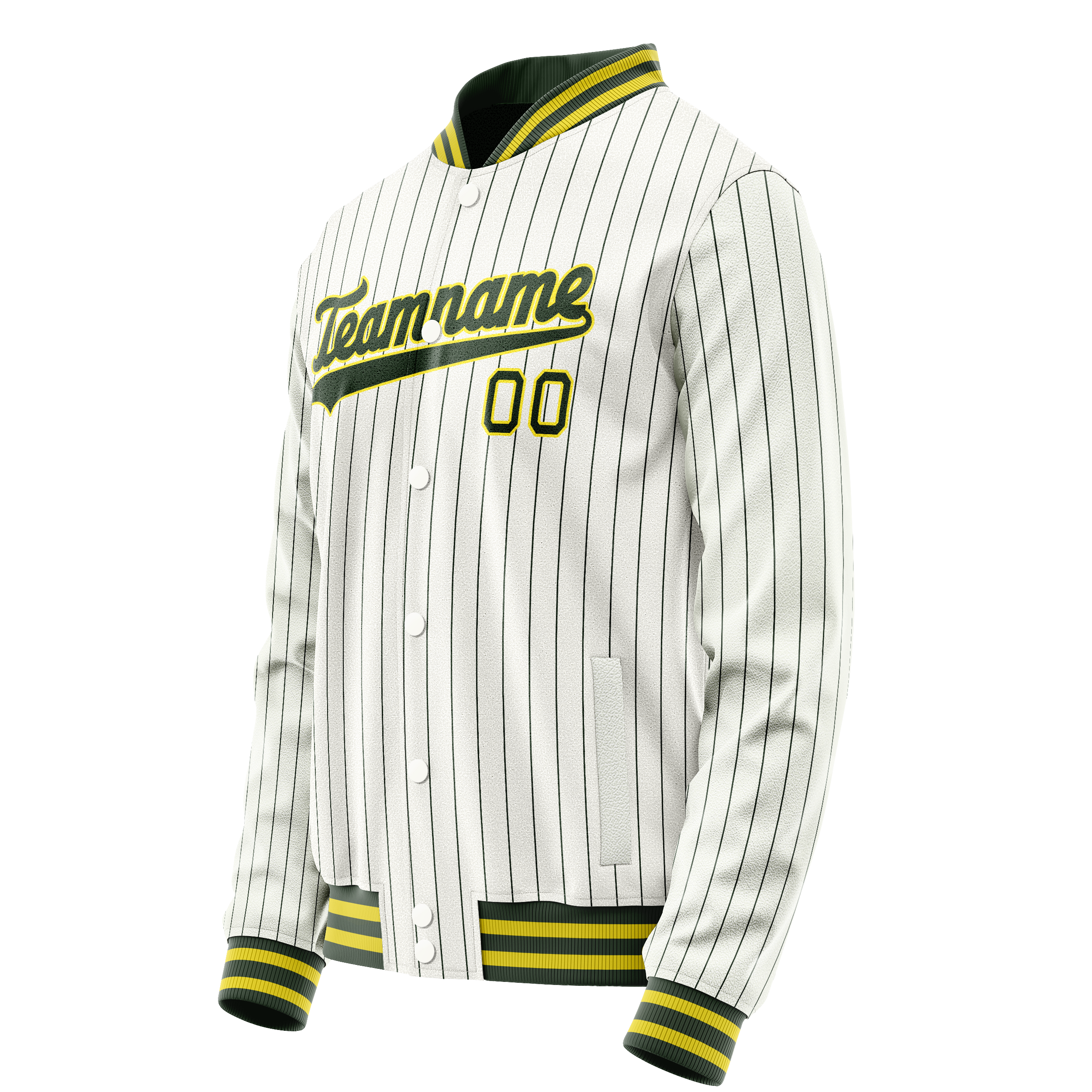 Custom White Kelly-Green Kelly Green Pinstripe Varsity Letterman Jacket JA02240617JC498