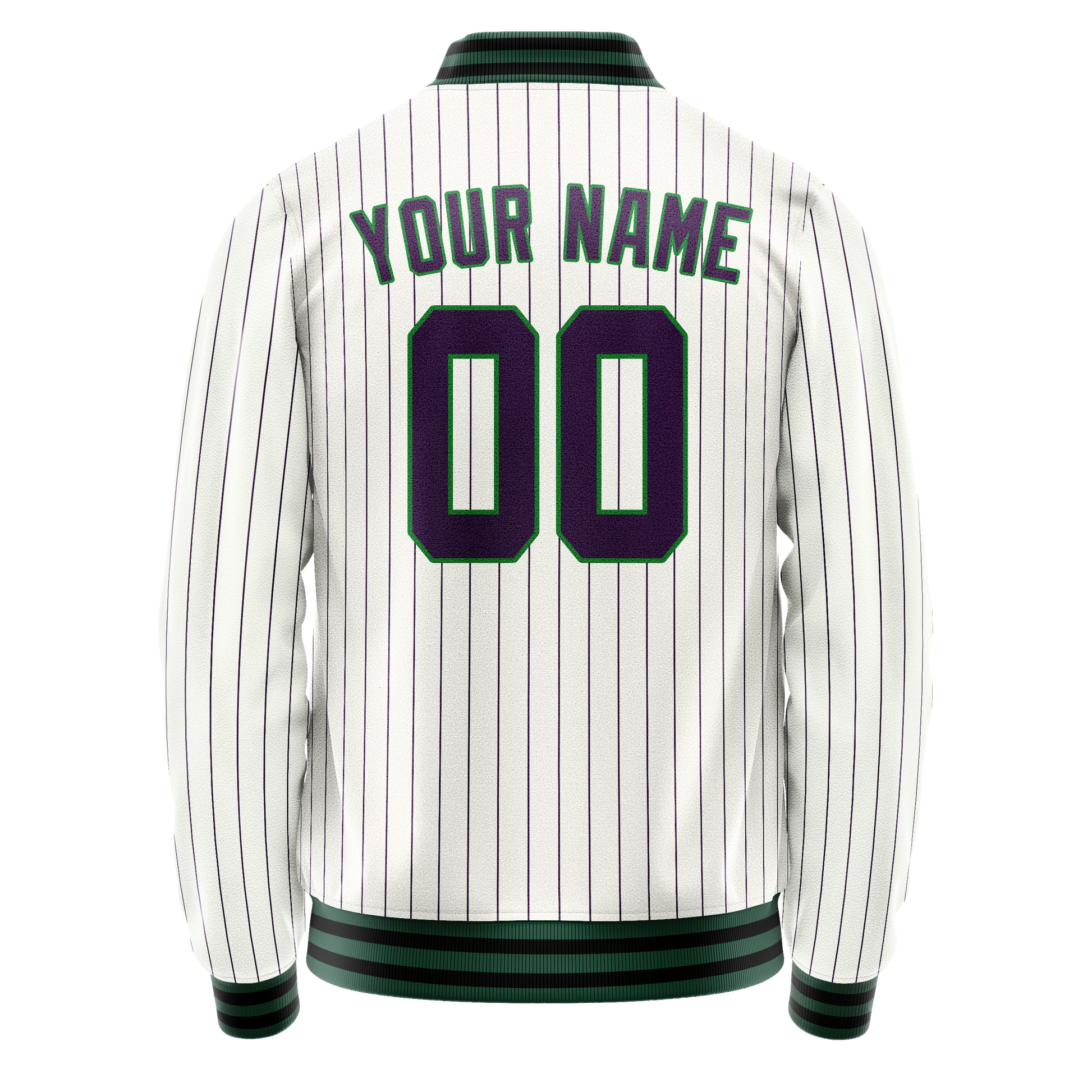 Custom White Navy Purple Pinstripe Varsity Letterman Jacket JA02240617JC487