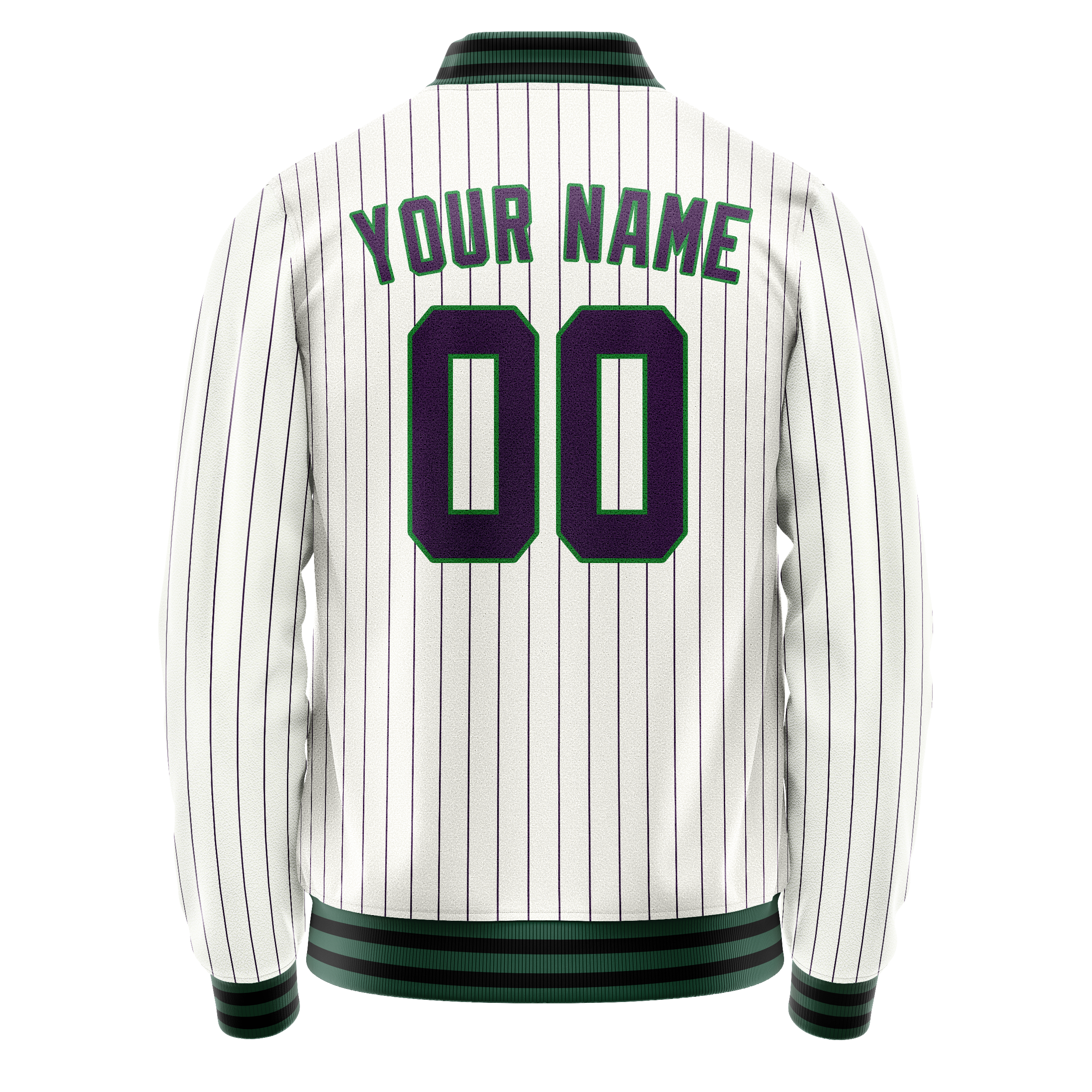 Custom White Navy Purple Pinstripe Varsity Letterman Jacket JA02240617JC487