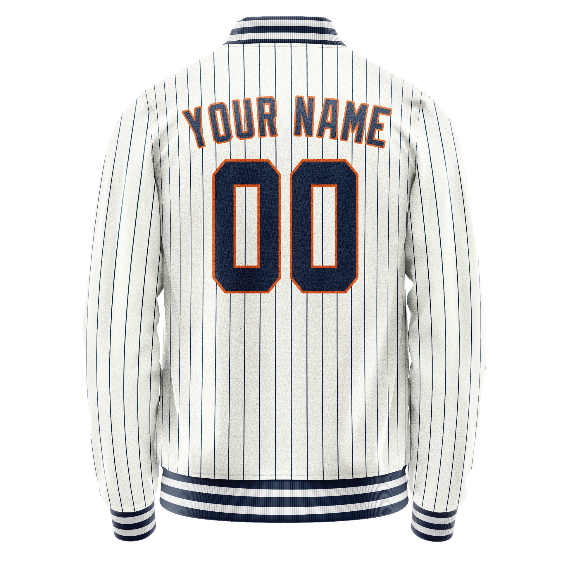 Custom White Navy Royal Pinstripe Varsity Letterman Jacket JA02240617JC501