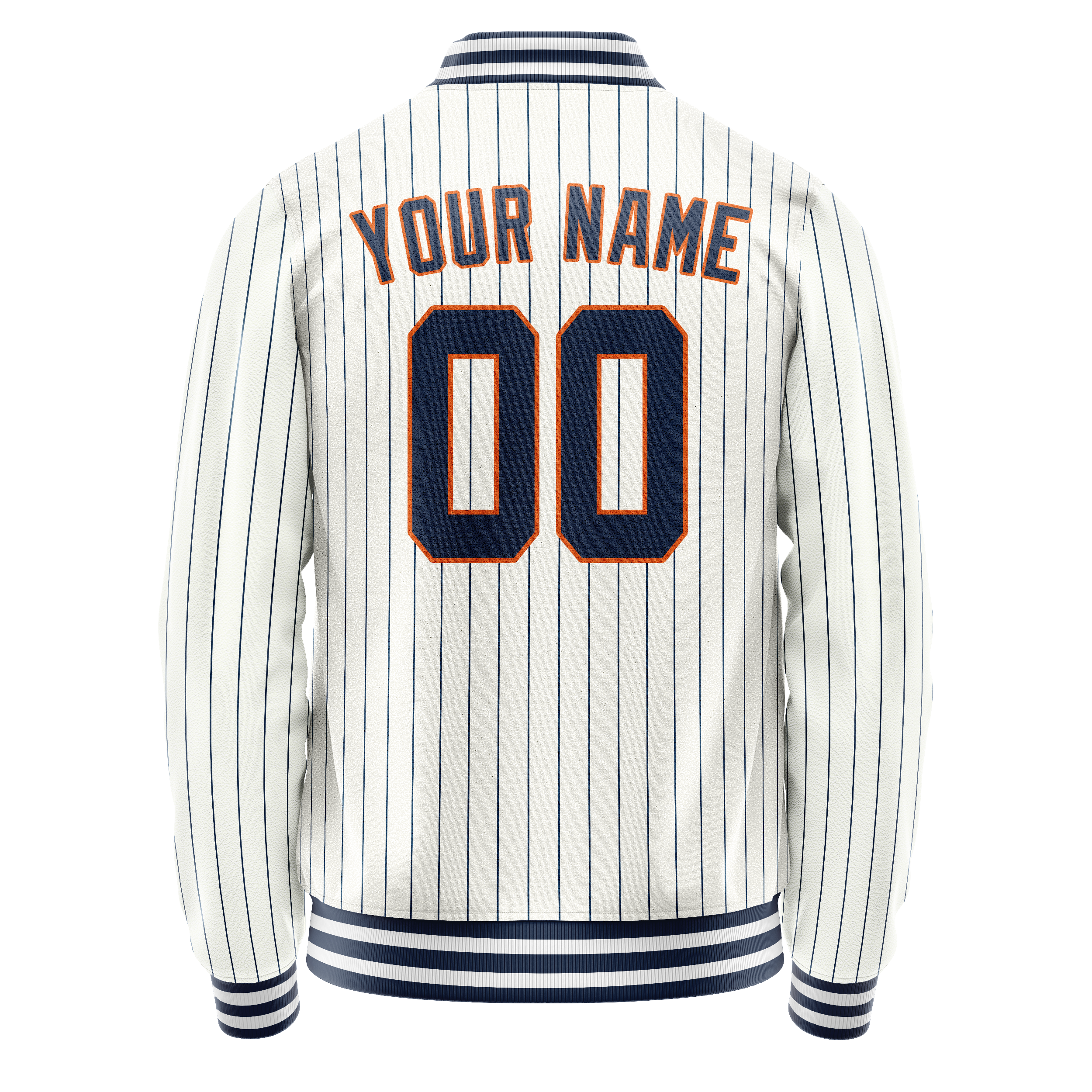 Custom White Navy Royal Pinstripe Varsity Letterman Jacket JA02240617JC501