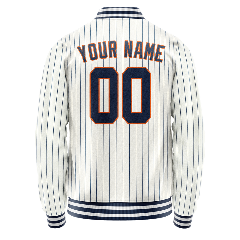 Custom White Navy Royal Pinstripe Varsity Letterman Jacket JA02240617JC501