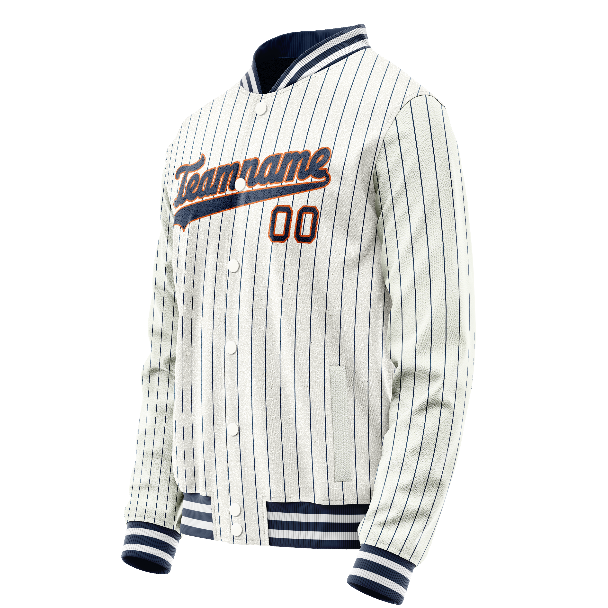 Custom White Navy Royal Pinstripe Varsity Letterman Jacket JA02240617JC501