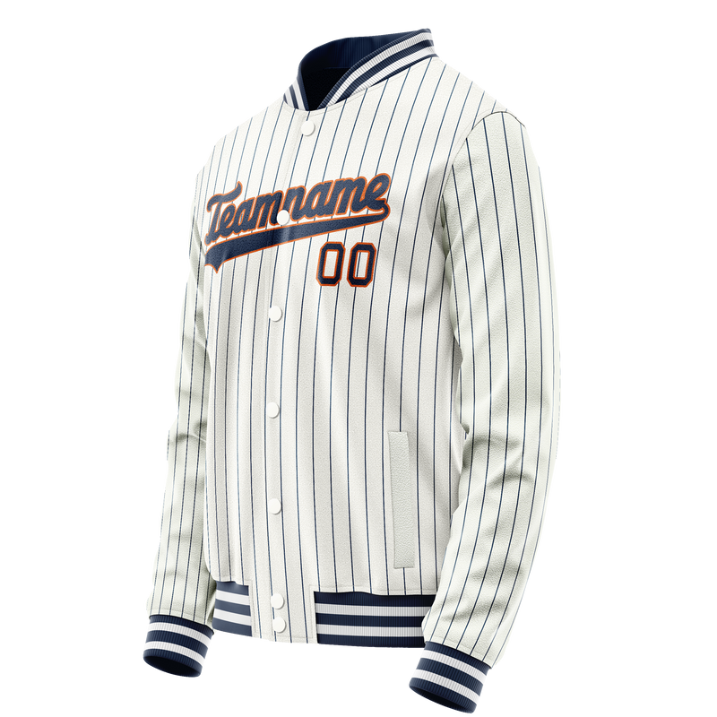 Custom White Navy Royal Pinstripe Varsity Letterman Jacket JA02240617JC501