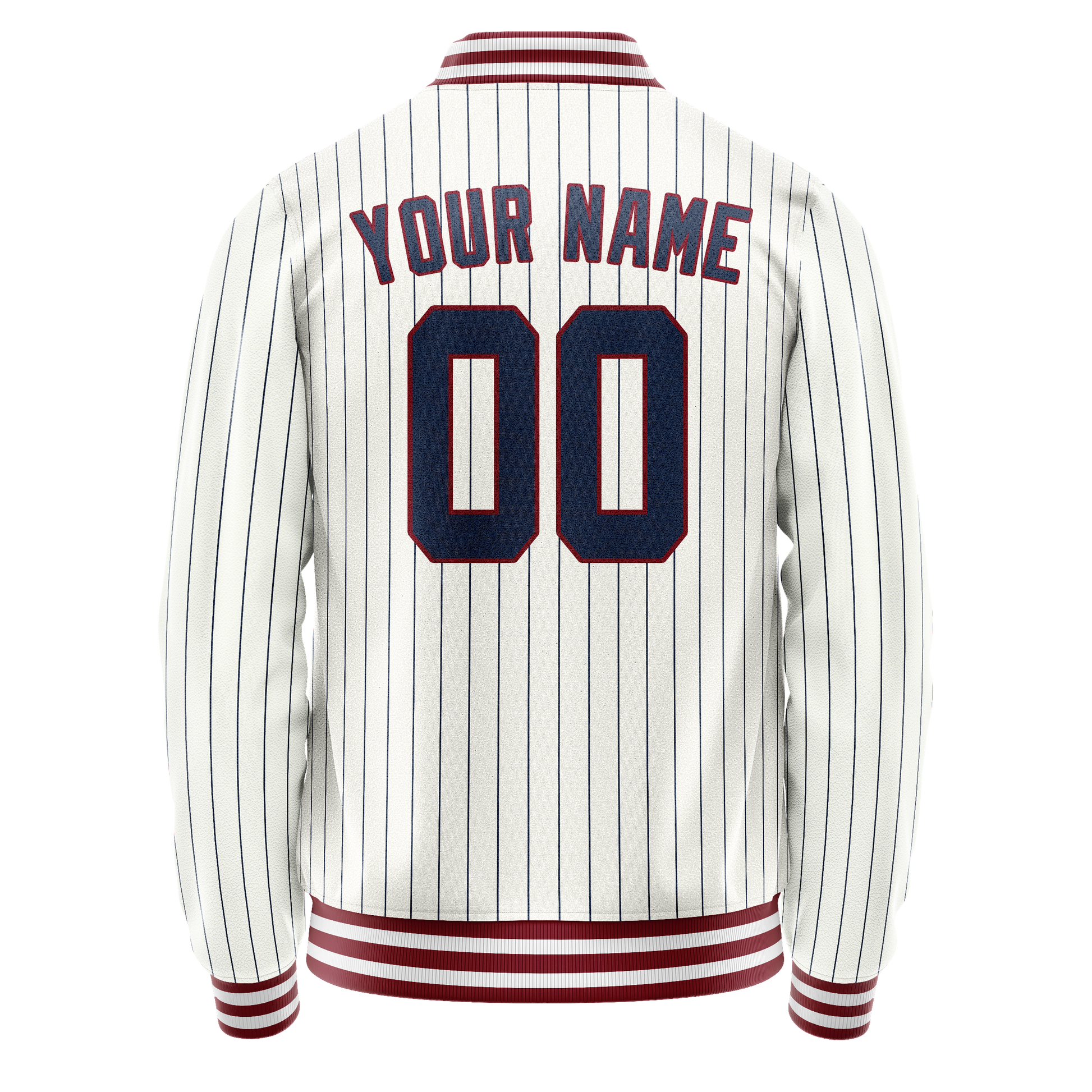 Custom White Royal Royal Pinstripe Varsity Letterman Jacket JA02240617JC479