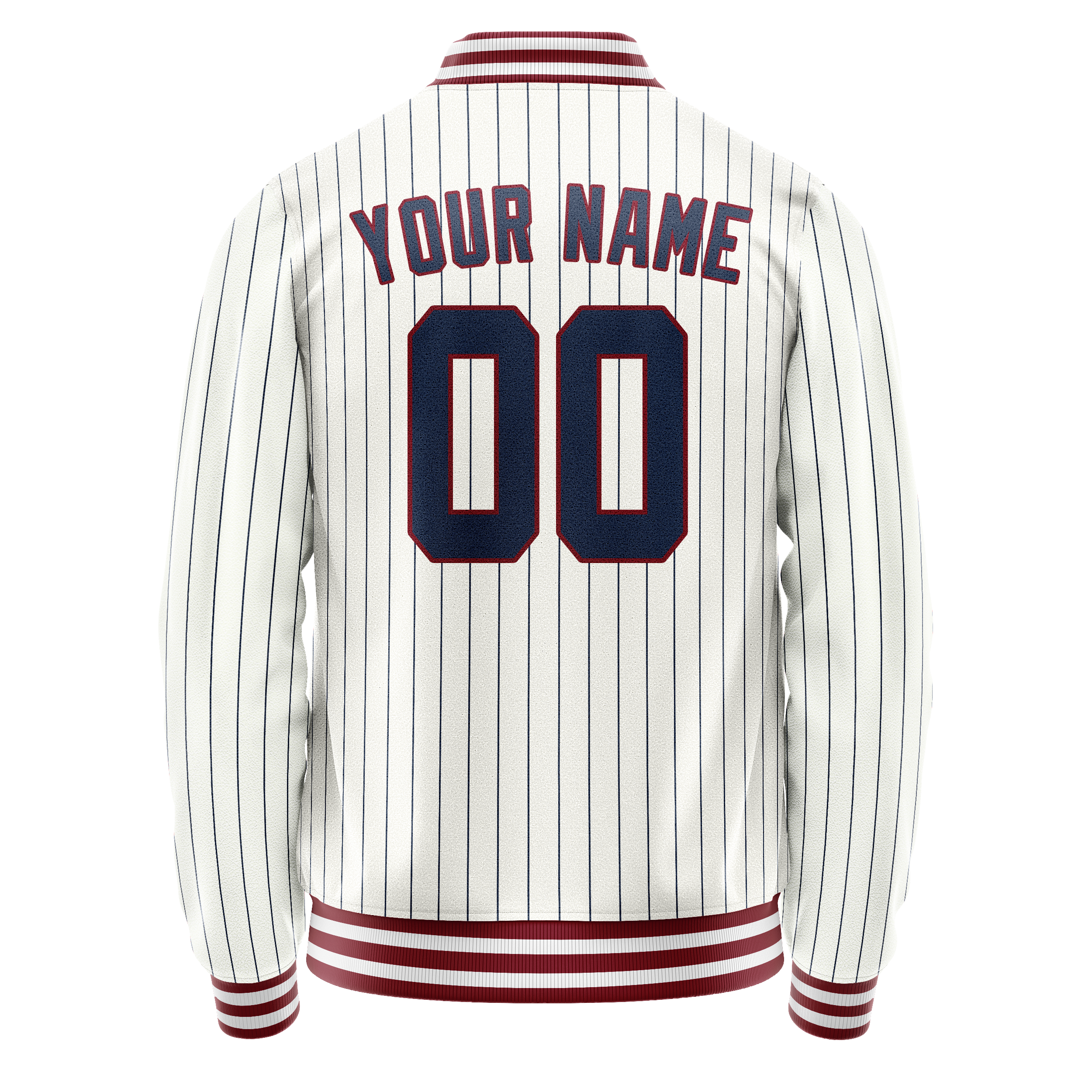 Custom White Royal Royal Pinstripe Varsity Letterman Jacket JA02240617JC479