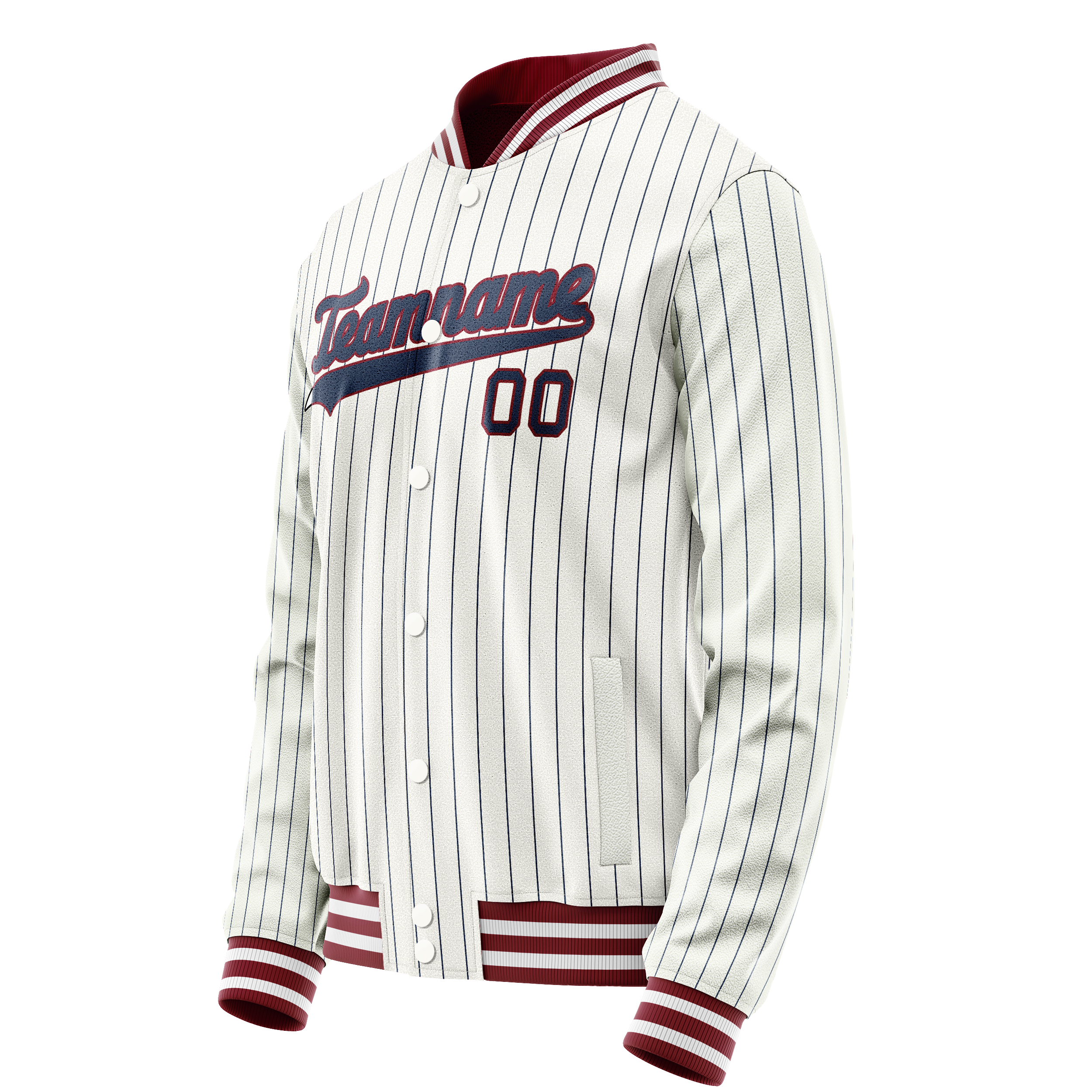 Custom White Royal Royal Pinstripe Varsity Letterman Jacket JA02240617JC479