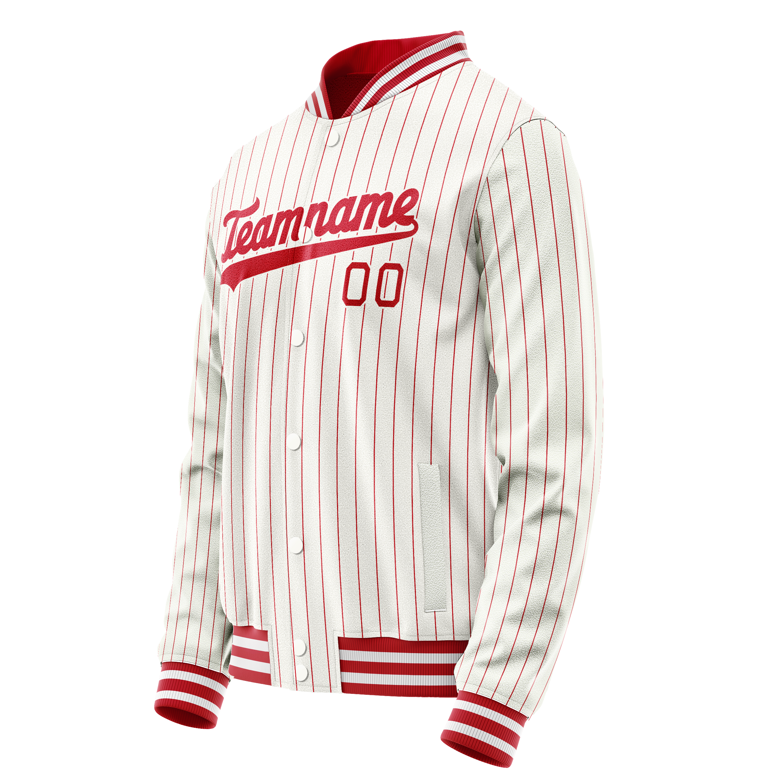 Custom White Red Red Pinstripe Varsity Letterman Jacket JA02240617LH474