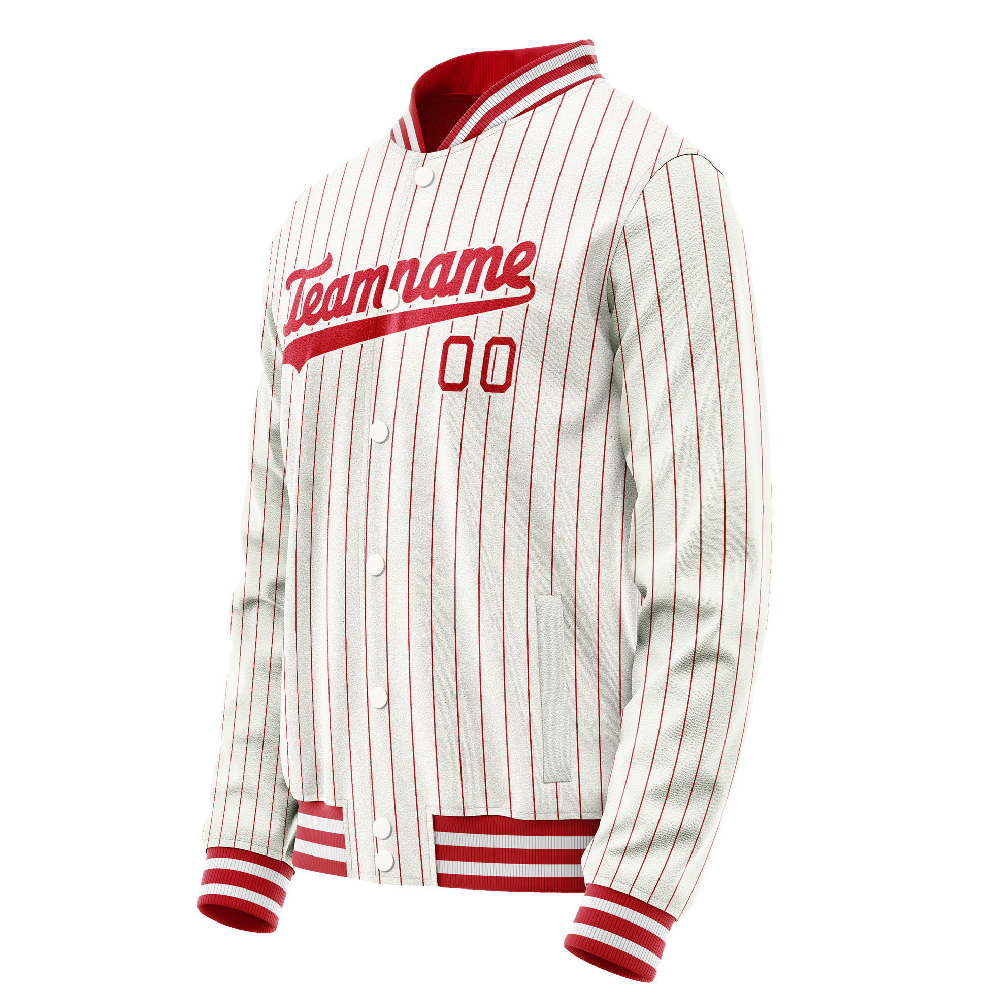 Custom White Red Red Pinstripe Varsity Letterman Jacket JA02240617JC505
