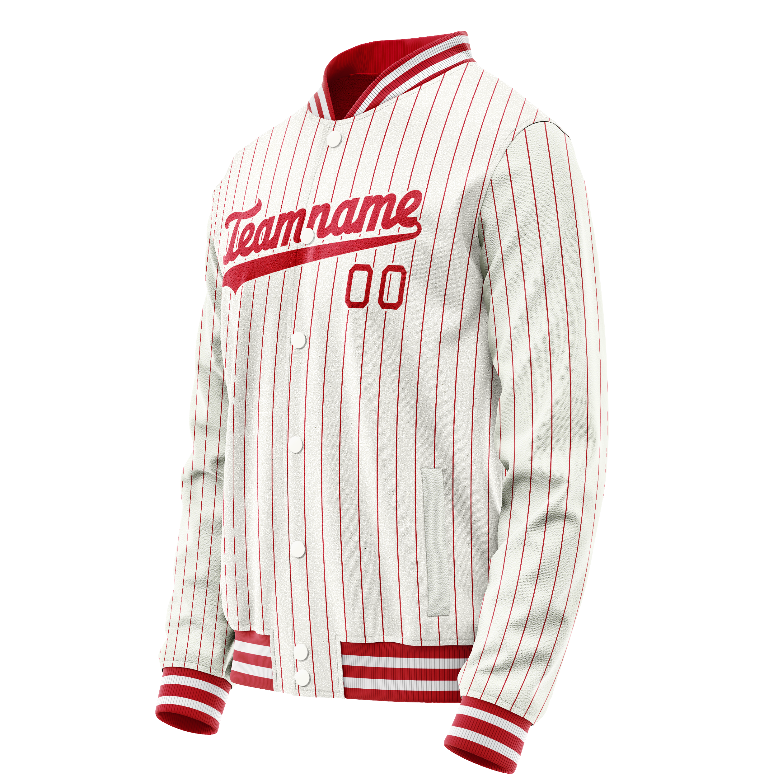 Custom White Red Red Pinstripe Varsity Letterman Jacket JA02240617JC505
