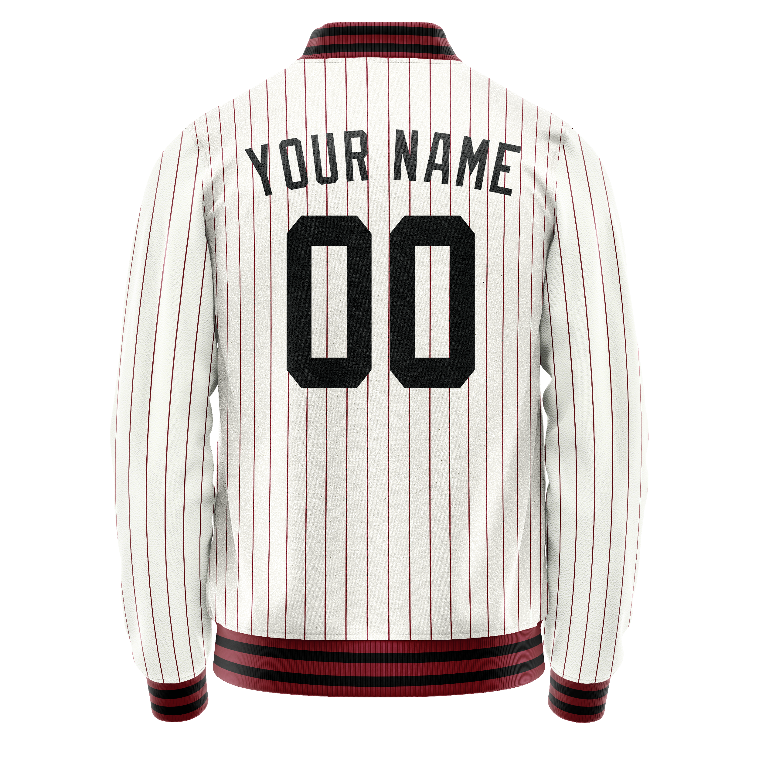 Custom White Red Red Pinstripe Varsity Letterman Jacket JA02240617JC485