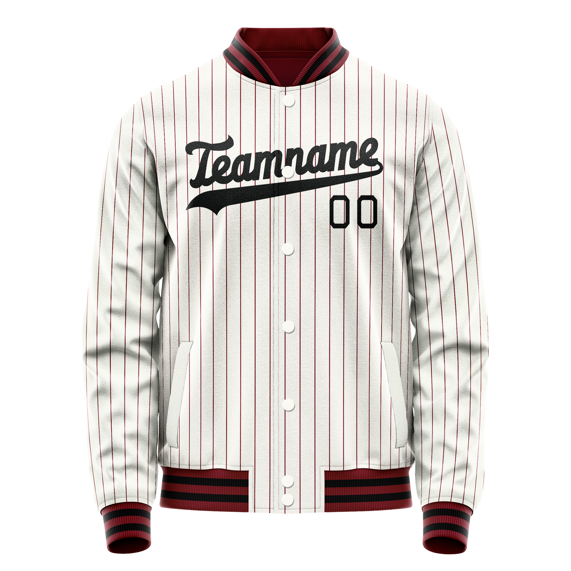 Custom White Red Red Pinstripe Varsity Letterman Jacket JA02240617JC485