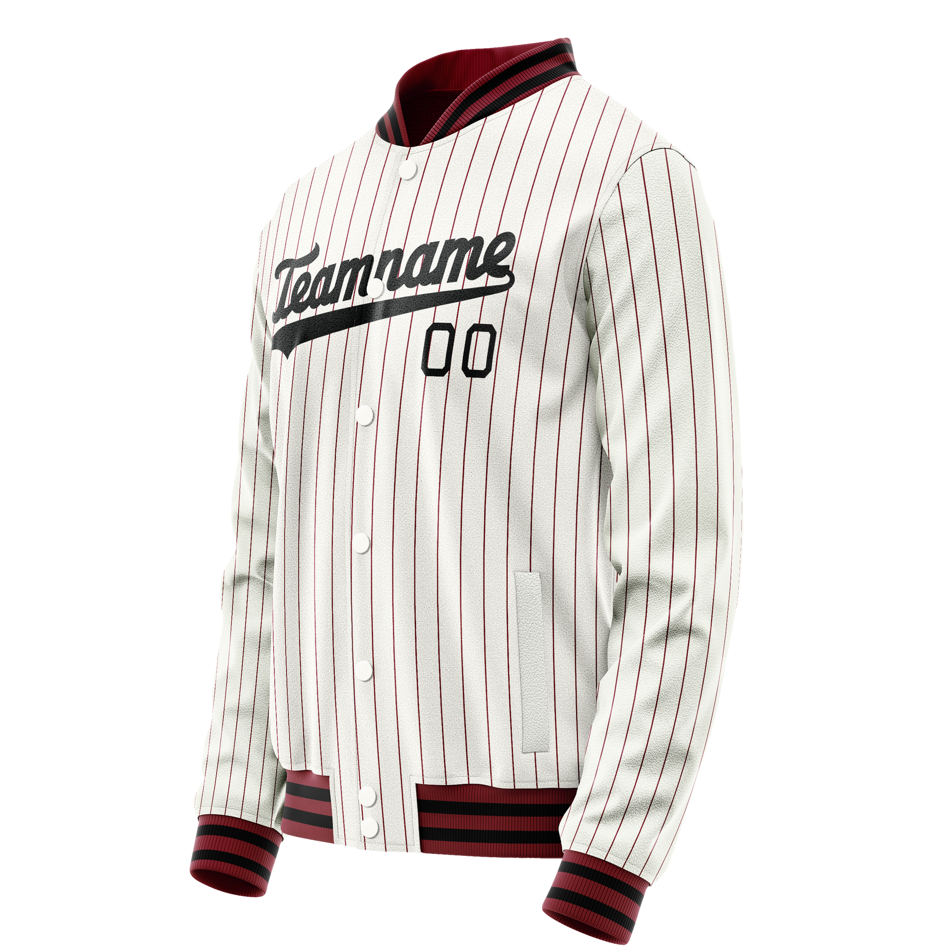 Custom White Red Red Pinstripe Varsity Letterman Jacket JA02240617JC485