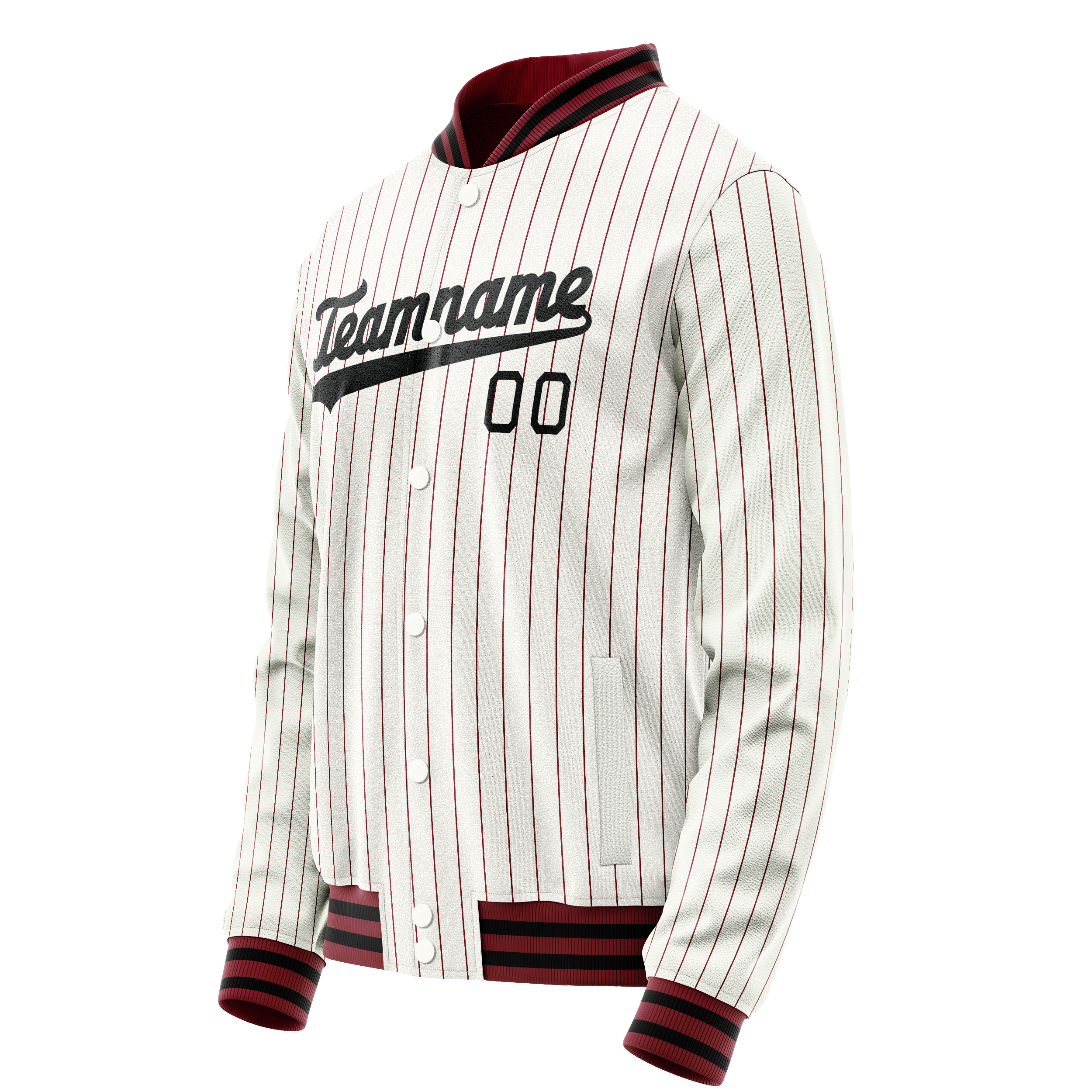 Custom White Red Red Pinstripe Varsity Letterman Jacket JA02240617JC485