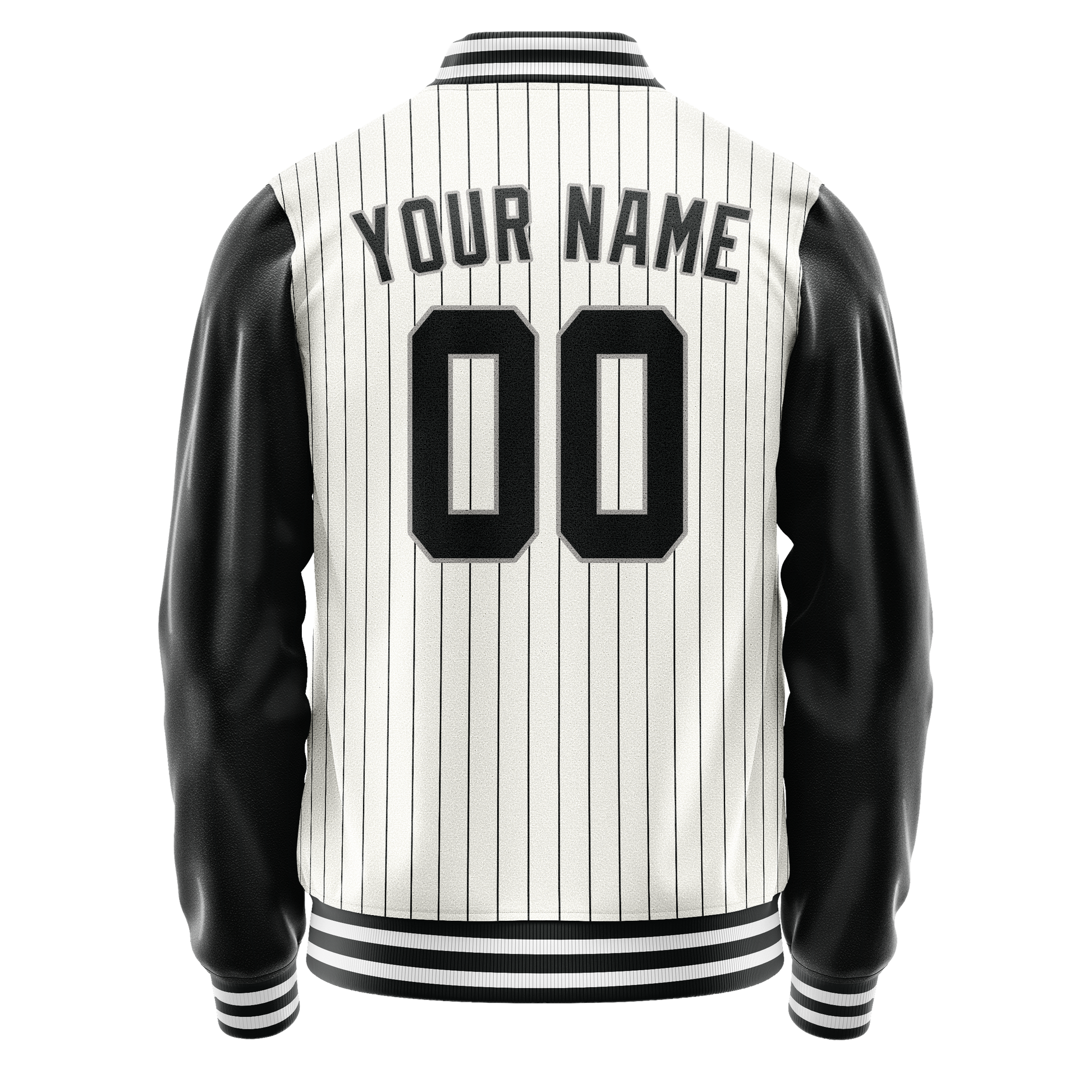 Custom White Black Gray Pinstripe Varsity Letterman Jacket JA02240617JC504