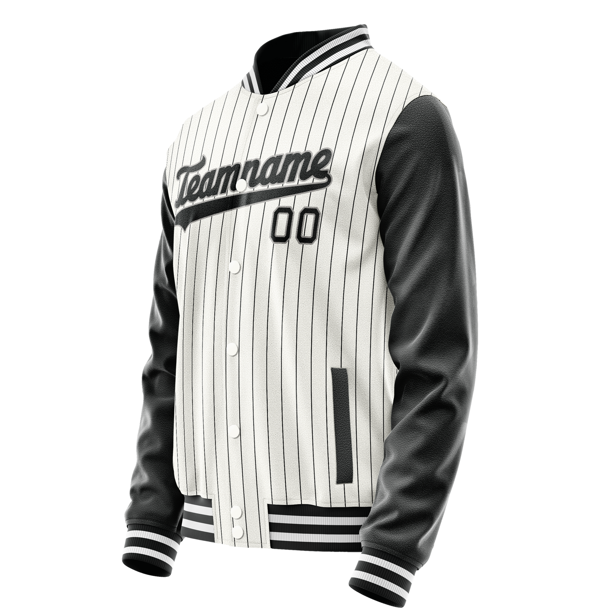 Custom White Black Gray Pinstripe Varsity Letterman Jacket JA02240617JC504