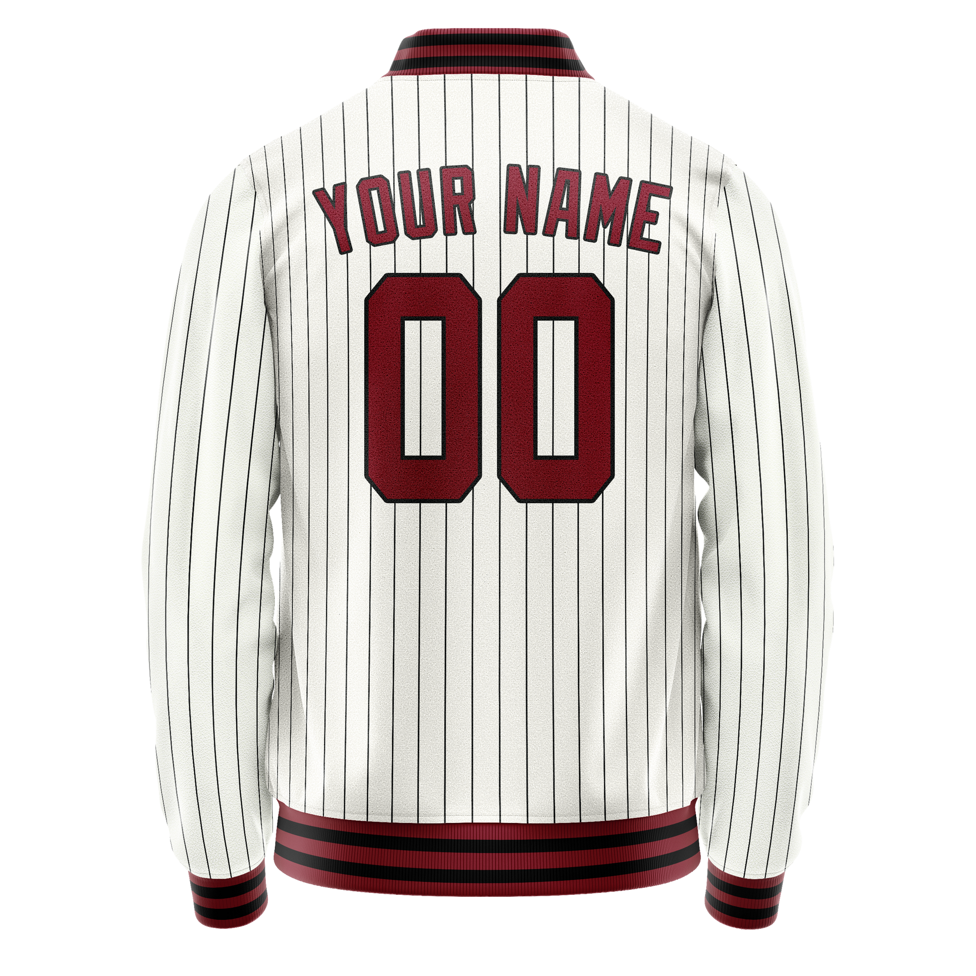 Custom White Red Black Pinstripe Varsity Letterman Jacket JA02240617JC482