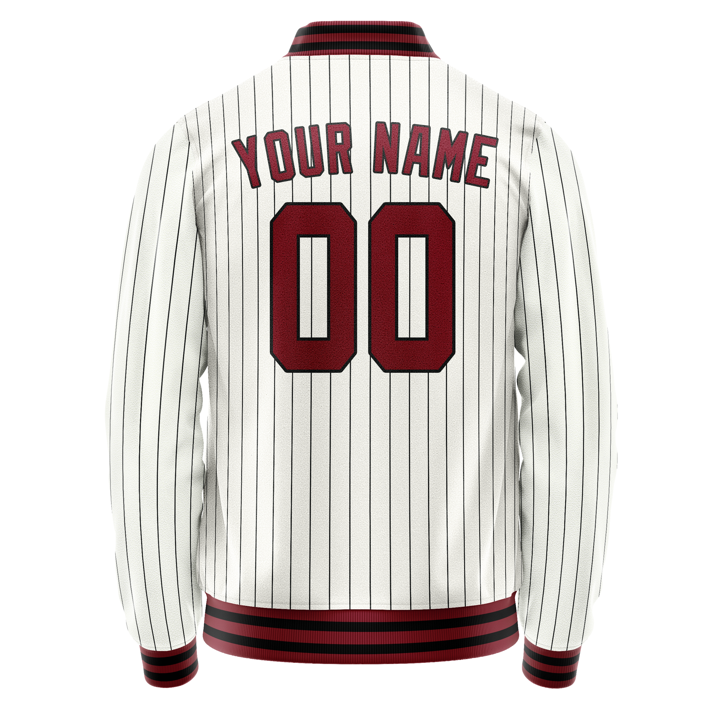 Custom White Red Black Pinstripe Varsity Letterman Jacket JA02240617JC482