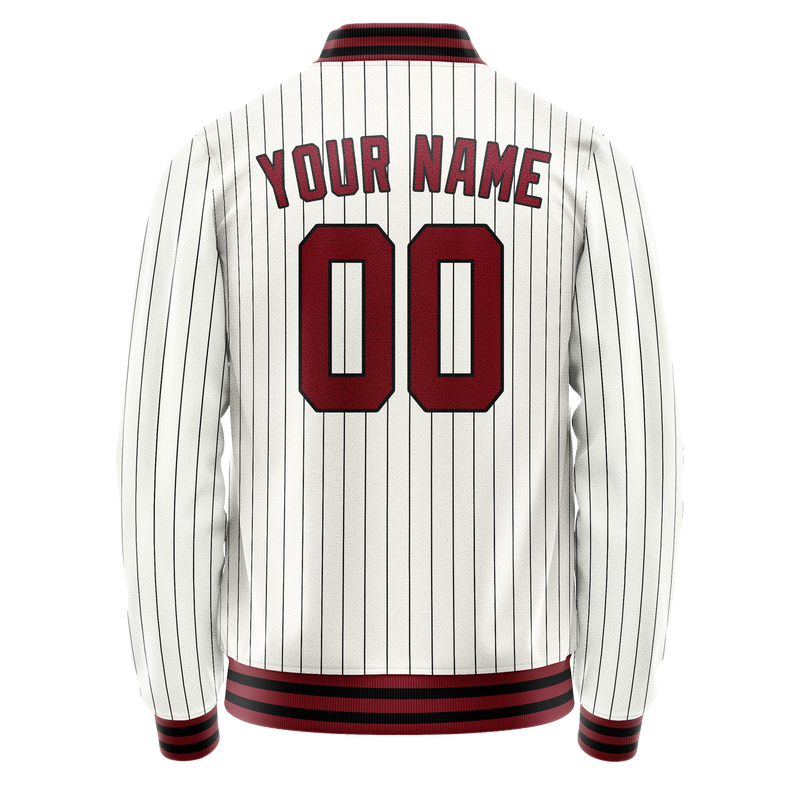 Custom White Red Black Pinstripe Varsity Letterman Jacket JA02240617JC482
