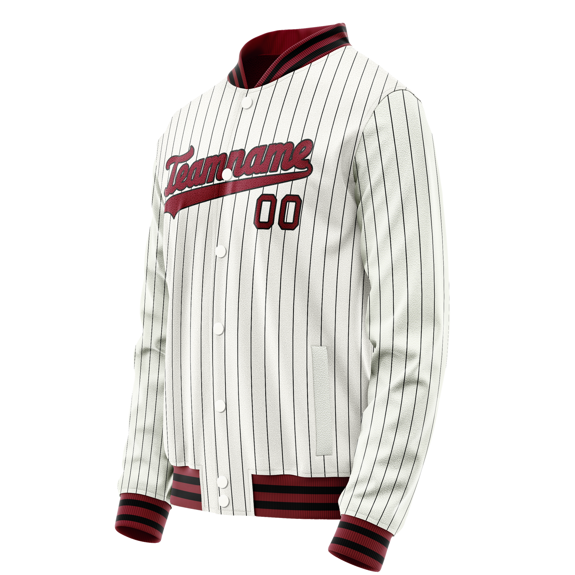 Custom White Red Black Pinstripe Varsity Letterman Jacket JA02240617JC482