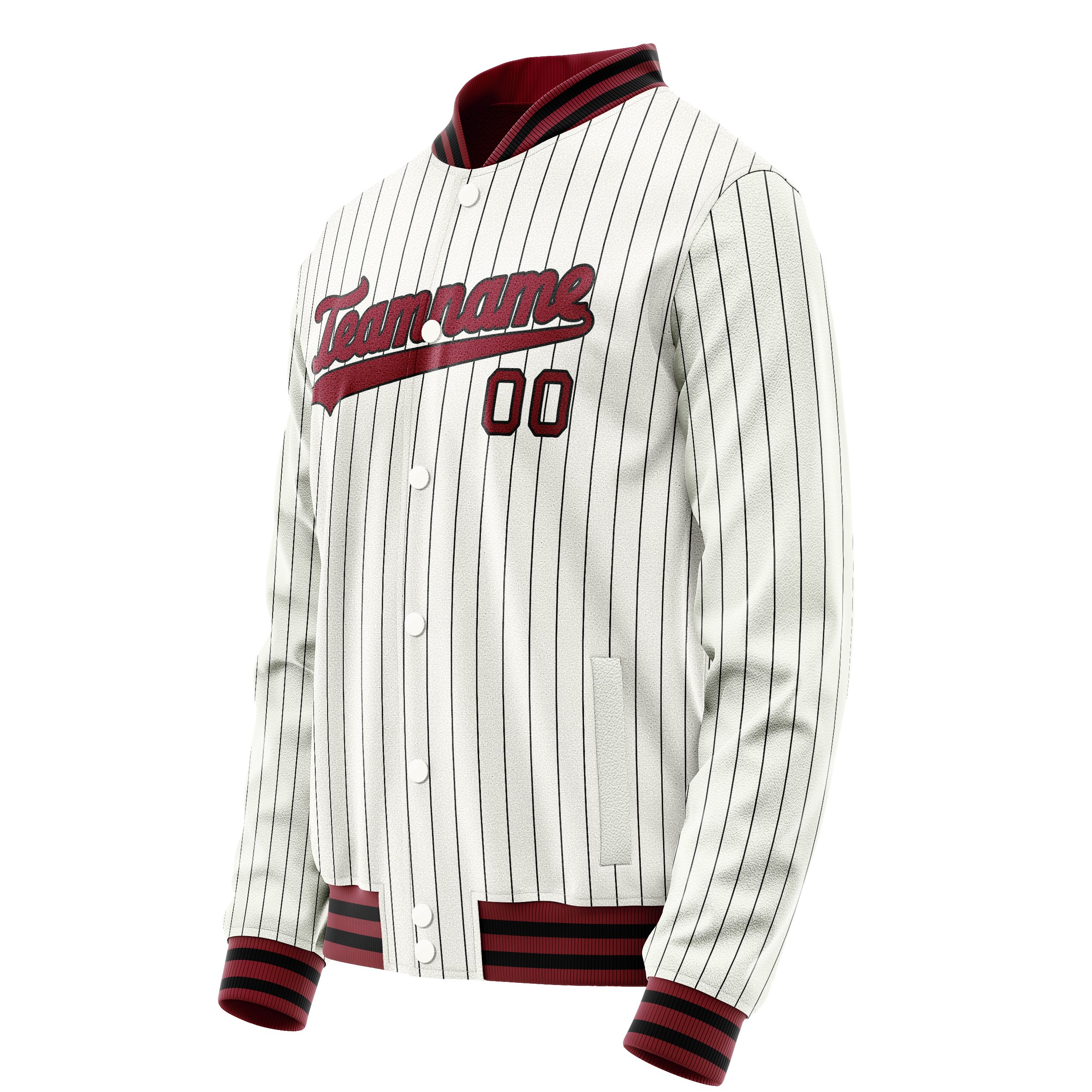 Custom White Red Black Pinstripe Varsity Letterman Jacket JA02240617JC482