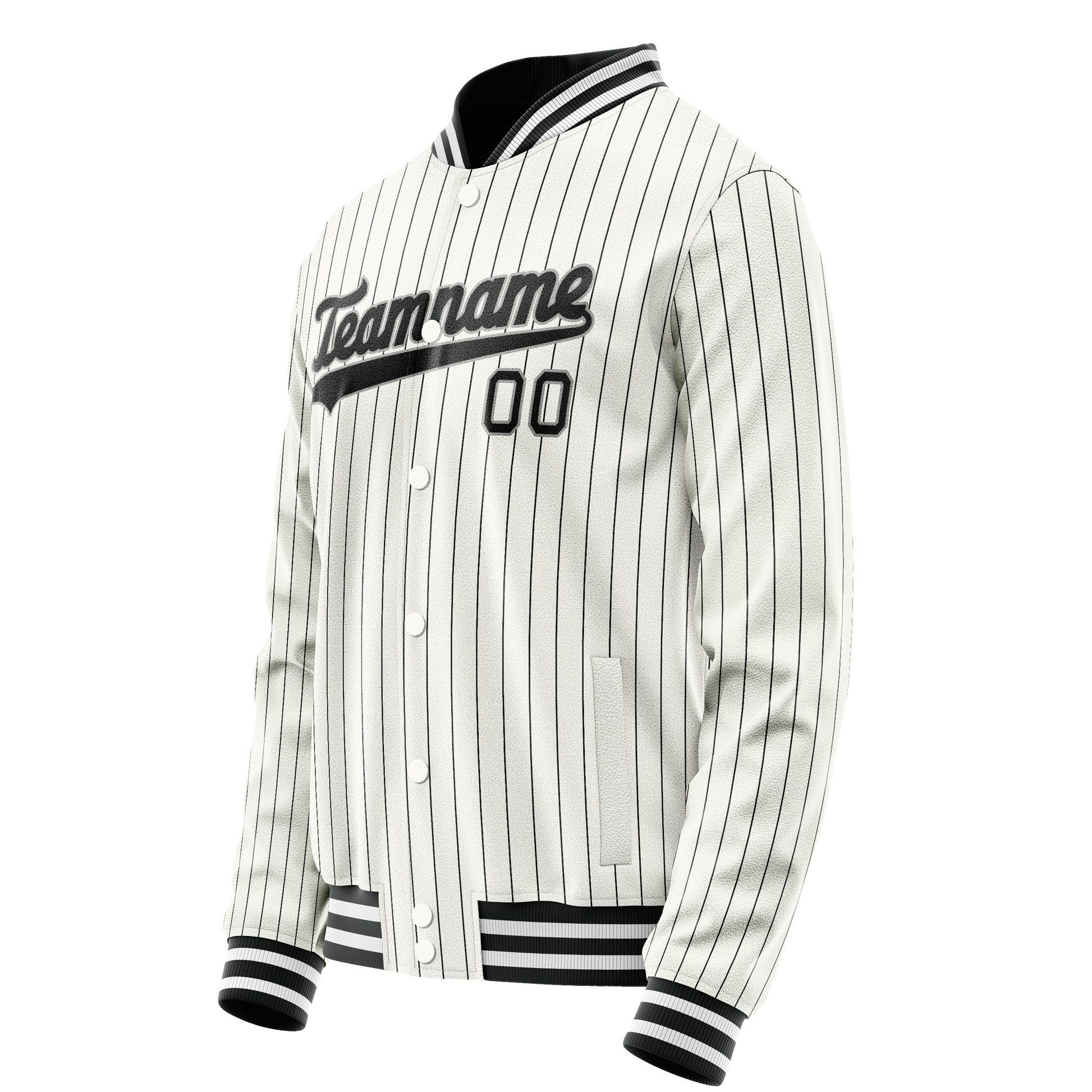 Custom White Black Black Pinstripe Varsity Letterman Jacket JA02240617JC502