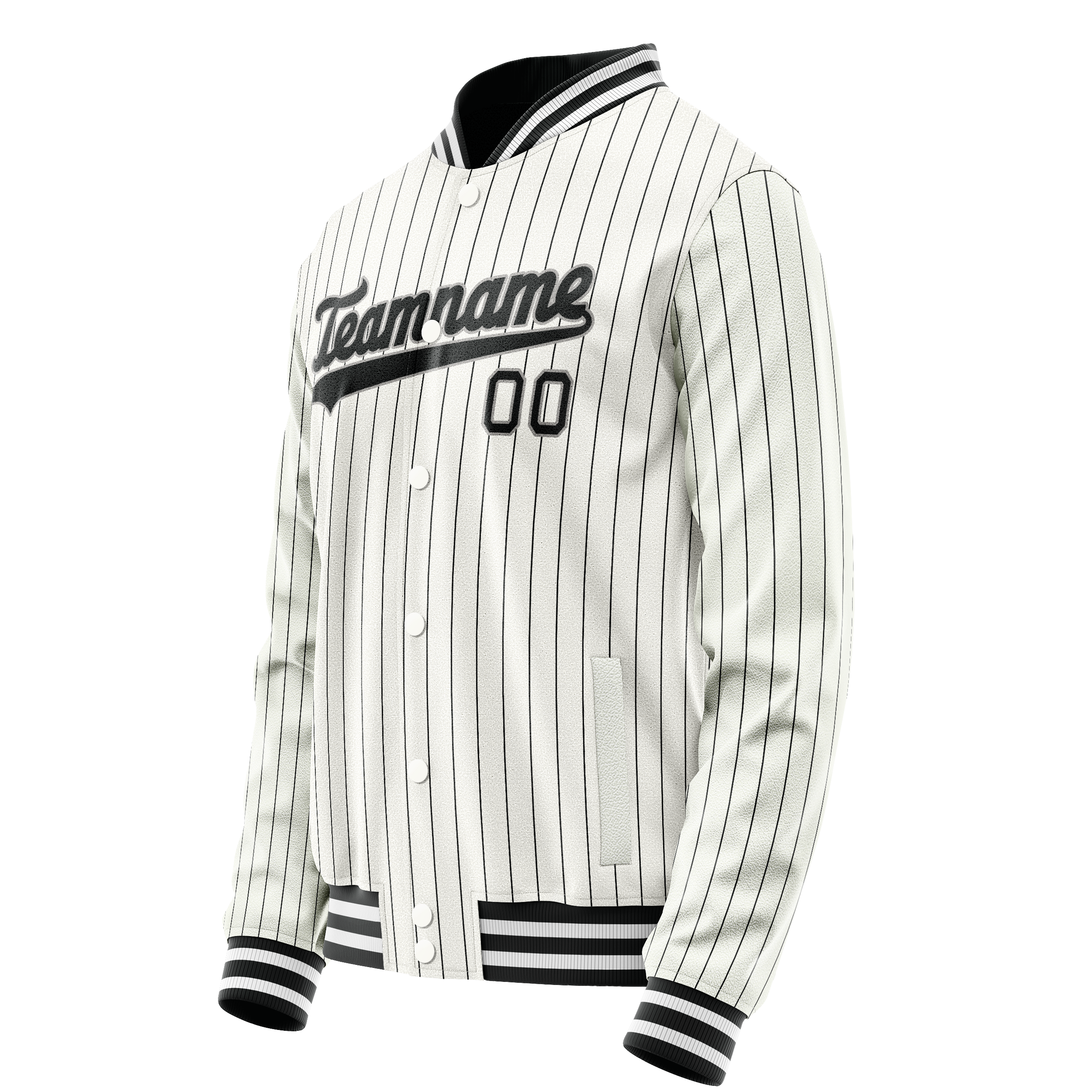 Custom White Black Black Pinstripe Varsity Letterman Jacket JA02240617JC502