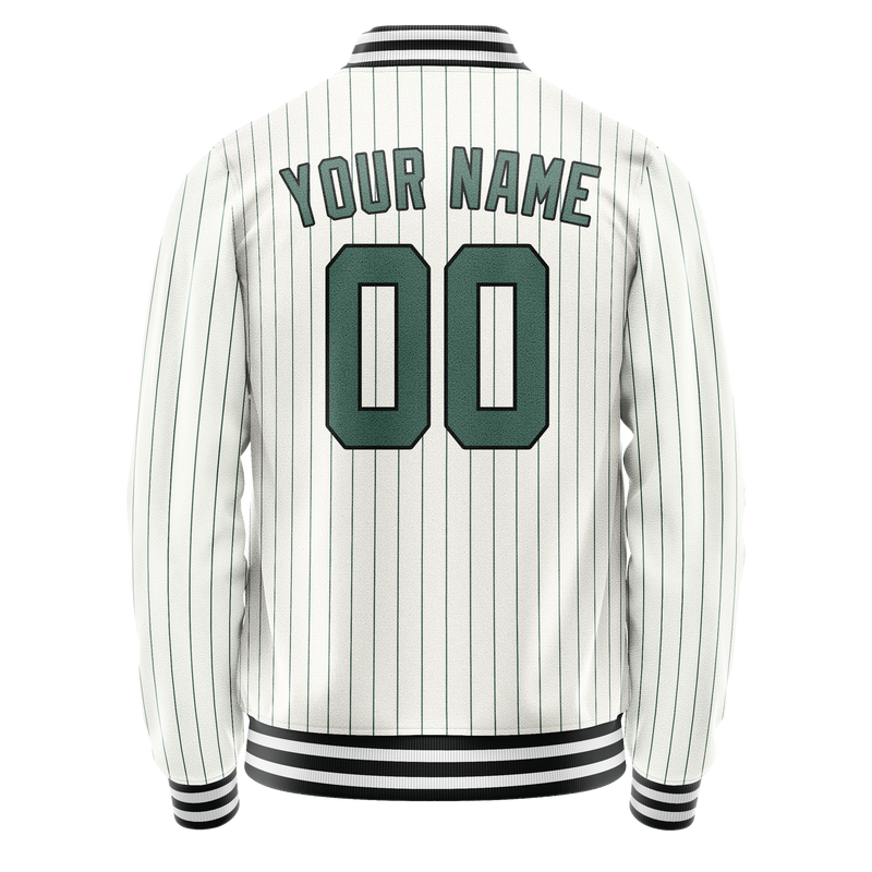 Custom White Teal Teal Pinstripe Varsity Letterman Jacket JA02240617JC480