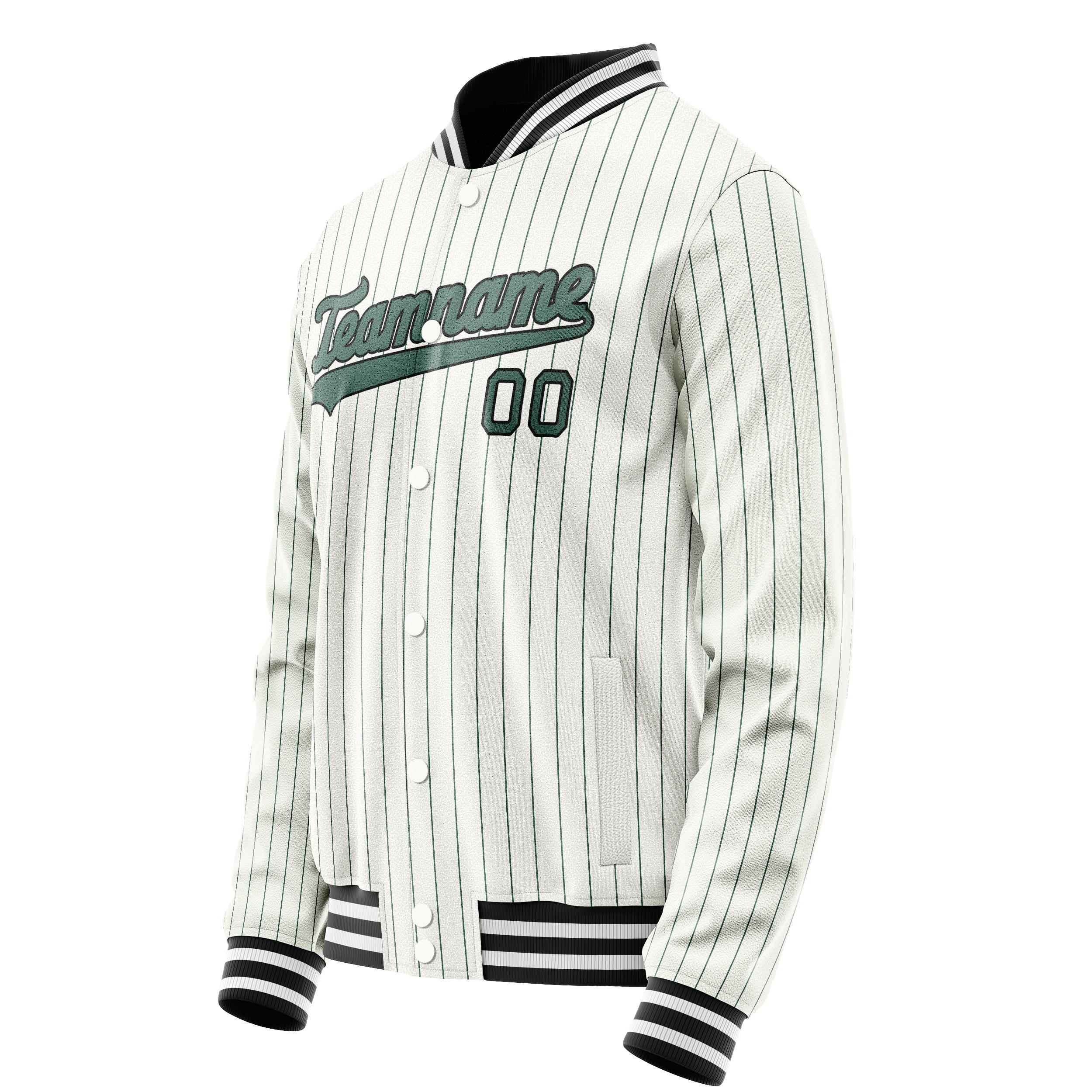 Custom White Teal Teal Pinstripe Varsity Letterman Jacket JA02240617JC480