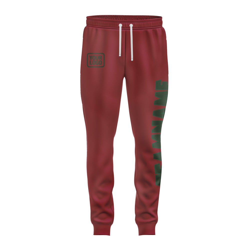 Custom Crimson Red Dark Green Pants