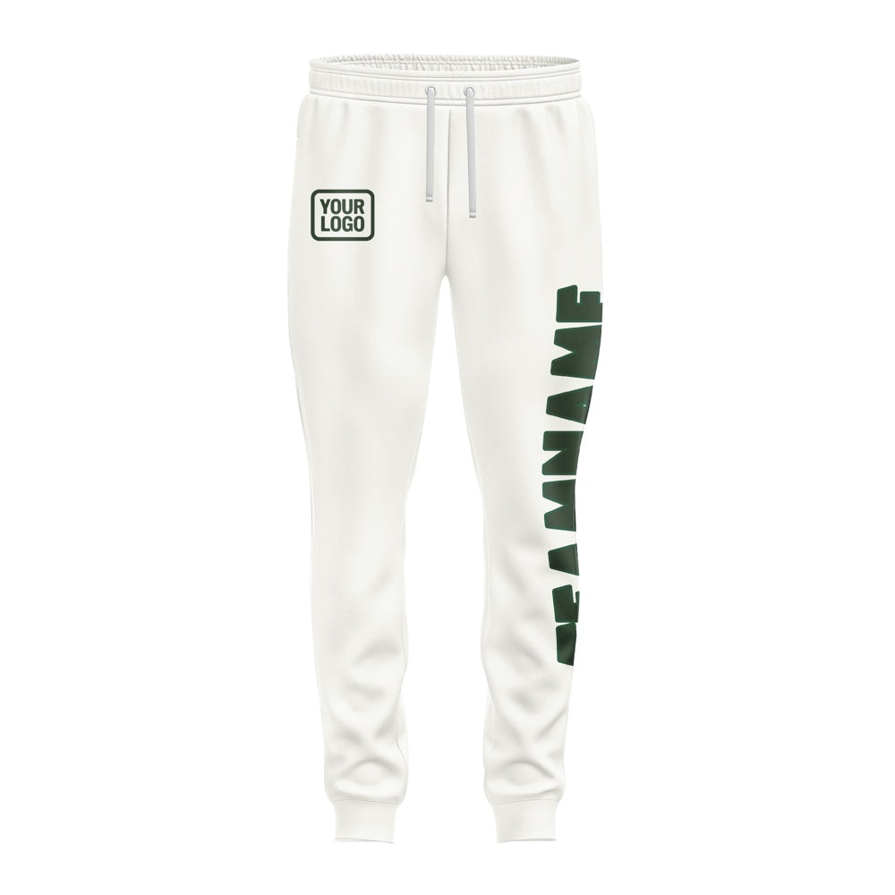 Custom White Dark Green Pants