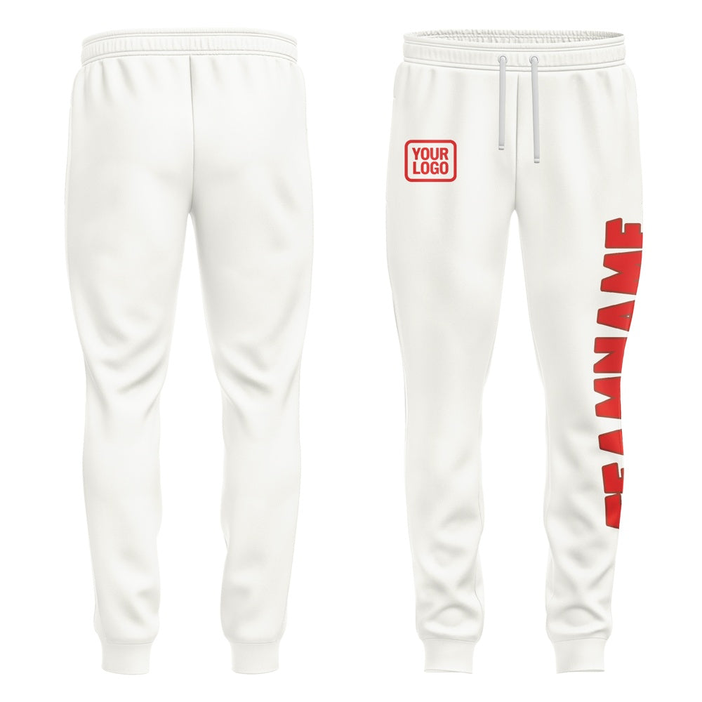 Custom White Orange Red Pants