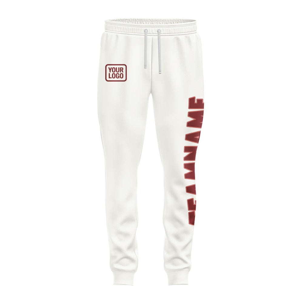 Custom White Crimson Red Pants